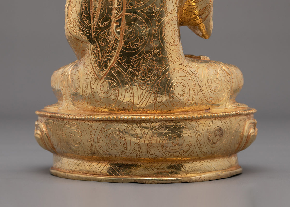 Vairocana 24K Fire Gold Gilded Statue: Radiant Copper Divinity