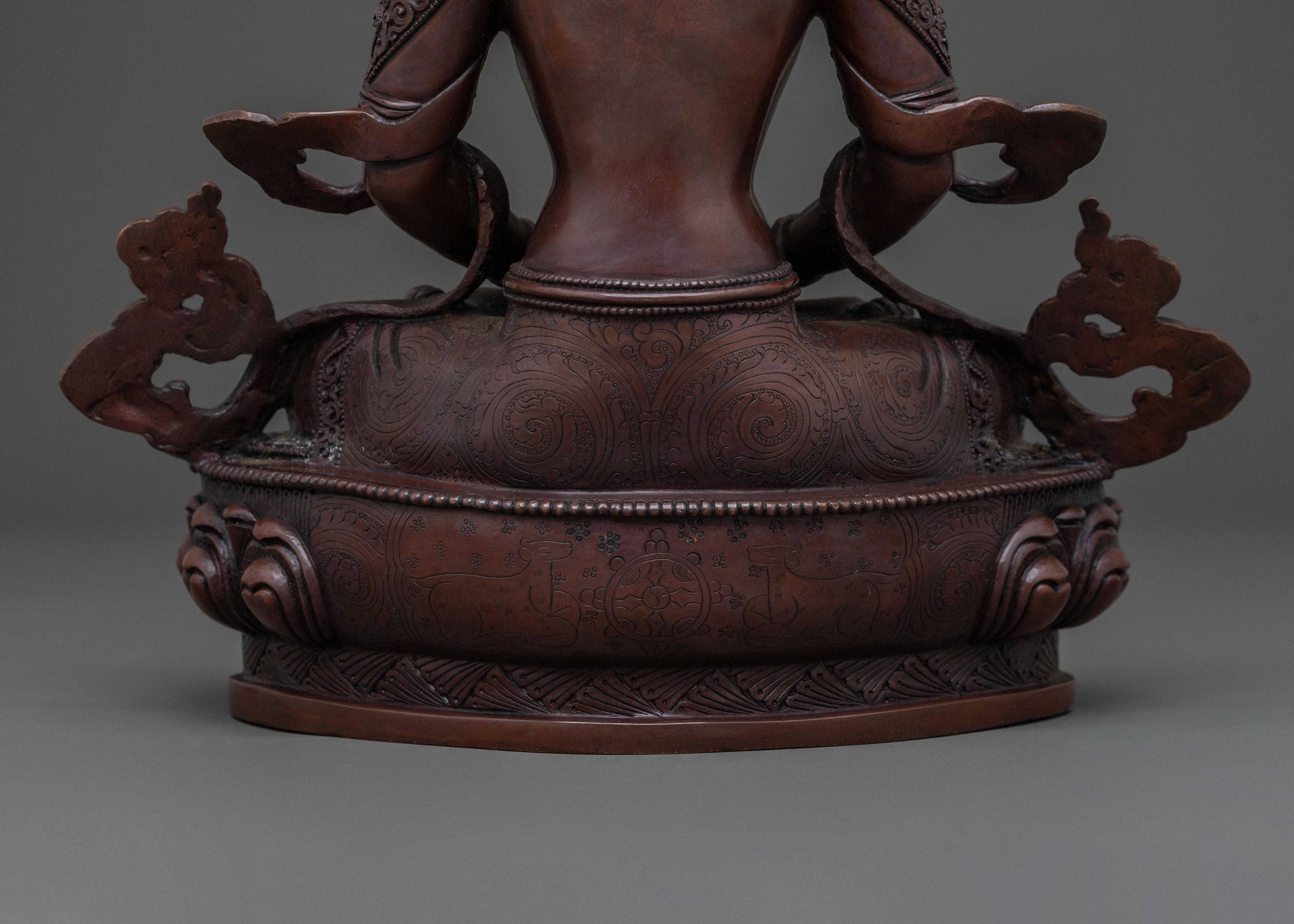 Amitayus: Handcrafted Oxidized Copper Blessing Statue