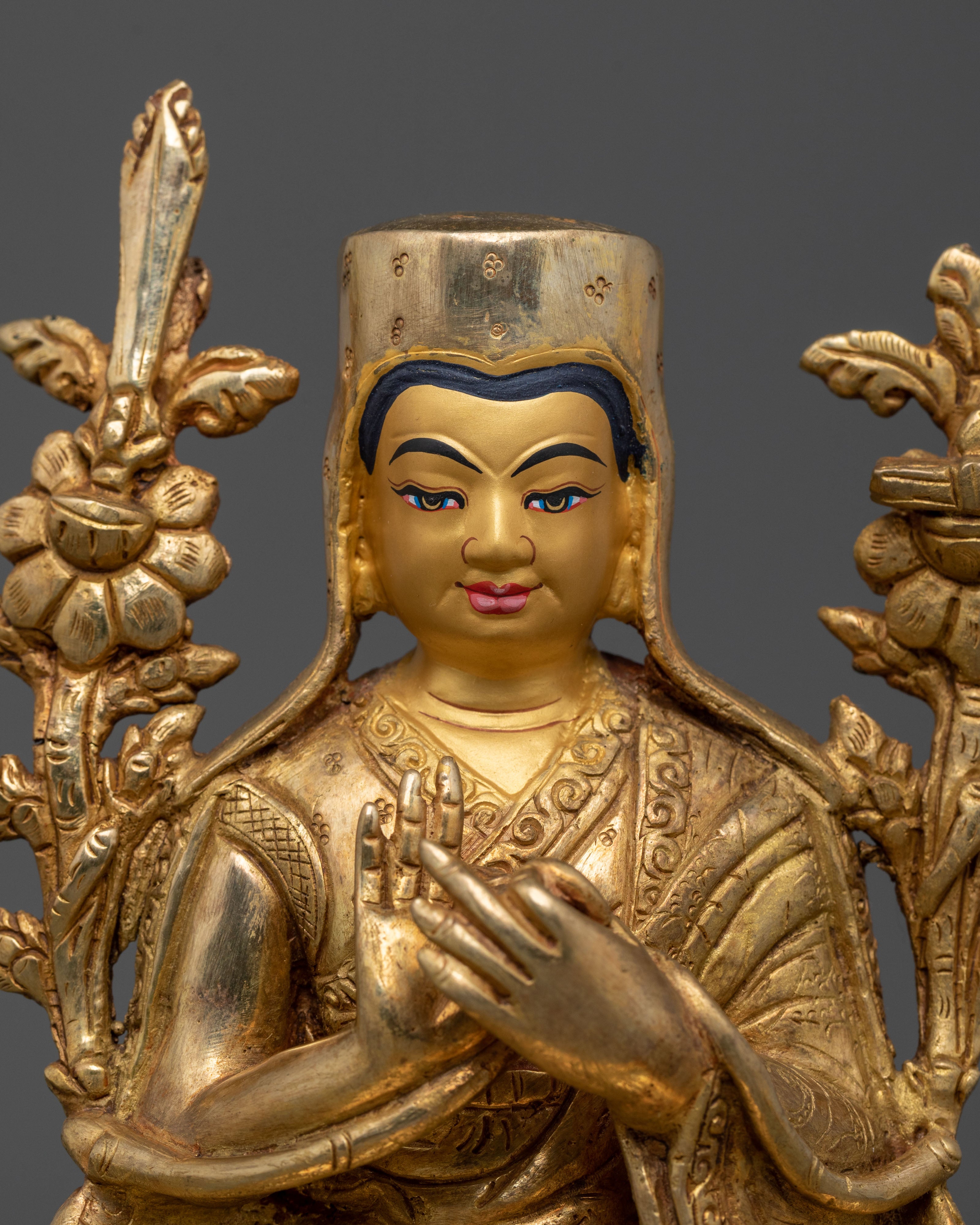 Buddhist Master Tsongkhapa Sacred Statue | Tibetan Buddhist Art (13x17.5 inches)