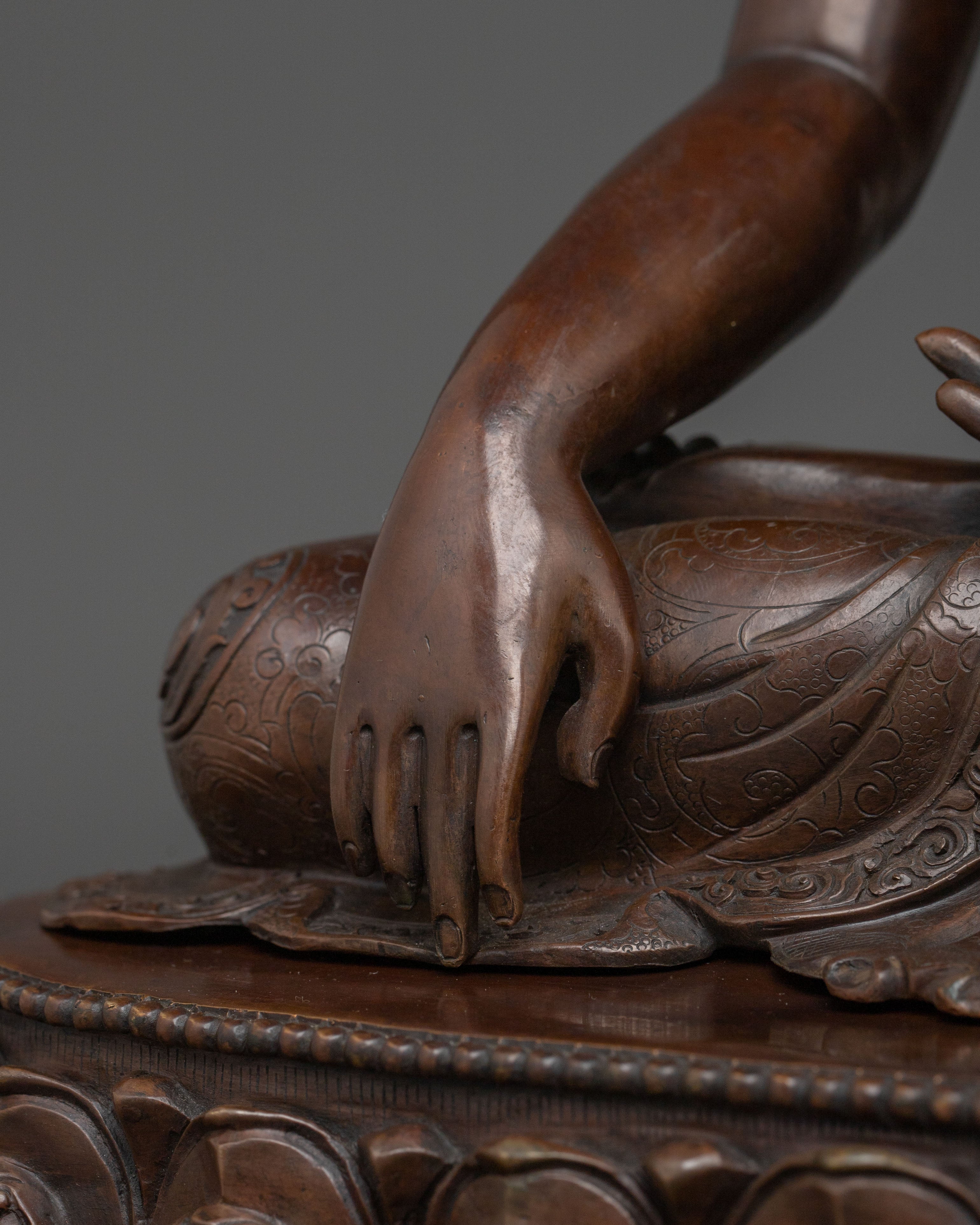 Shakyamuni Buddha Statue | Oxidized Copper Figurine