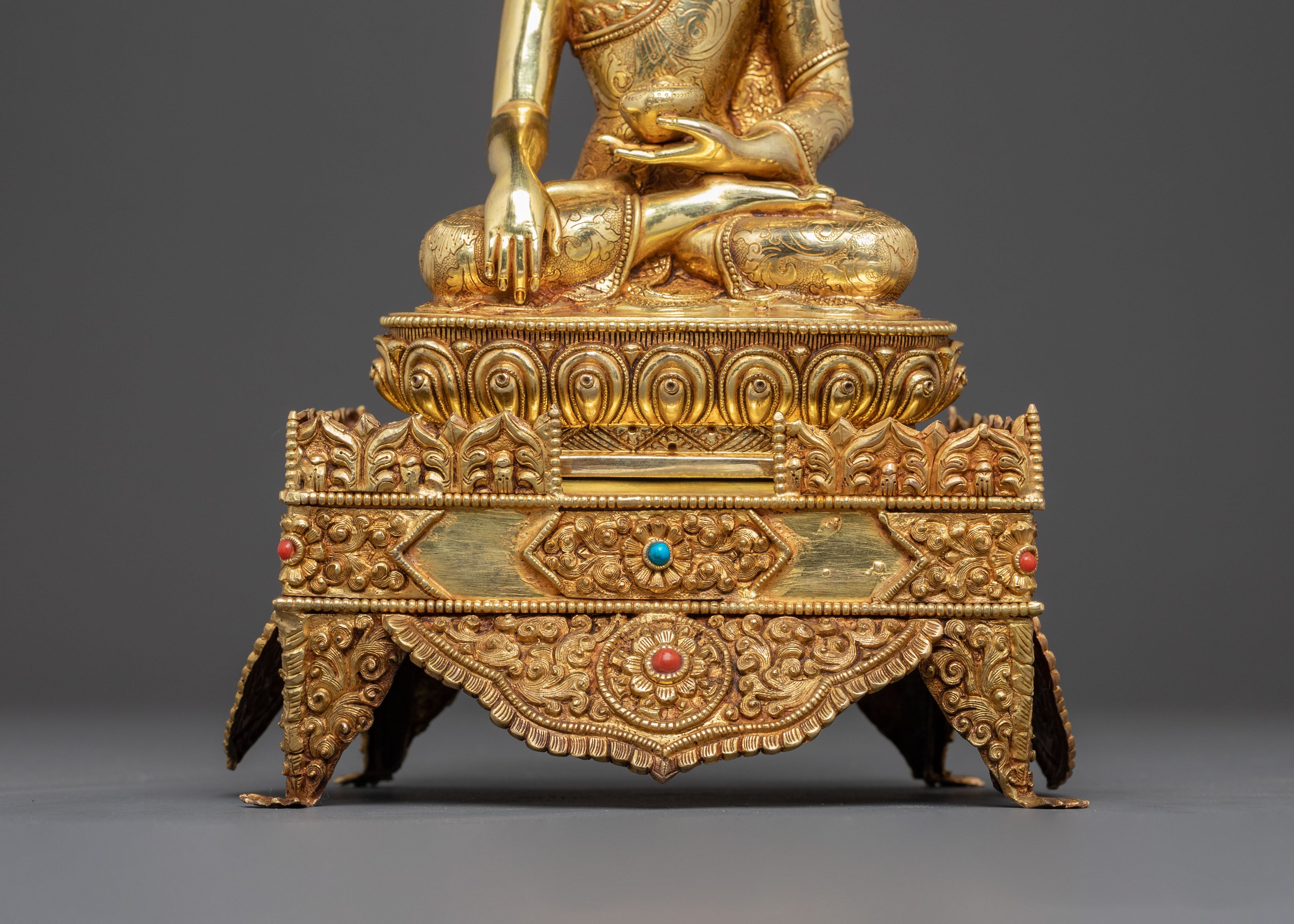 Shakyamuni Buddha Tibetan Statue - 24K Gold Gilded