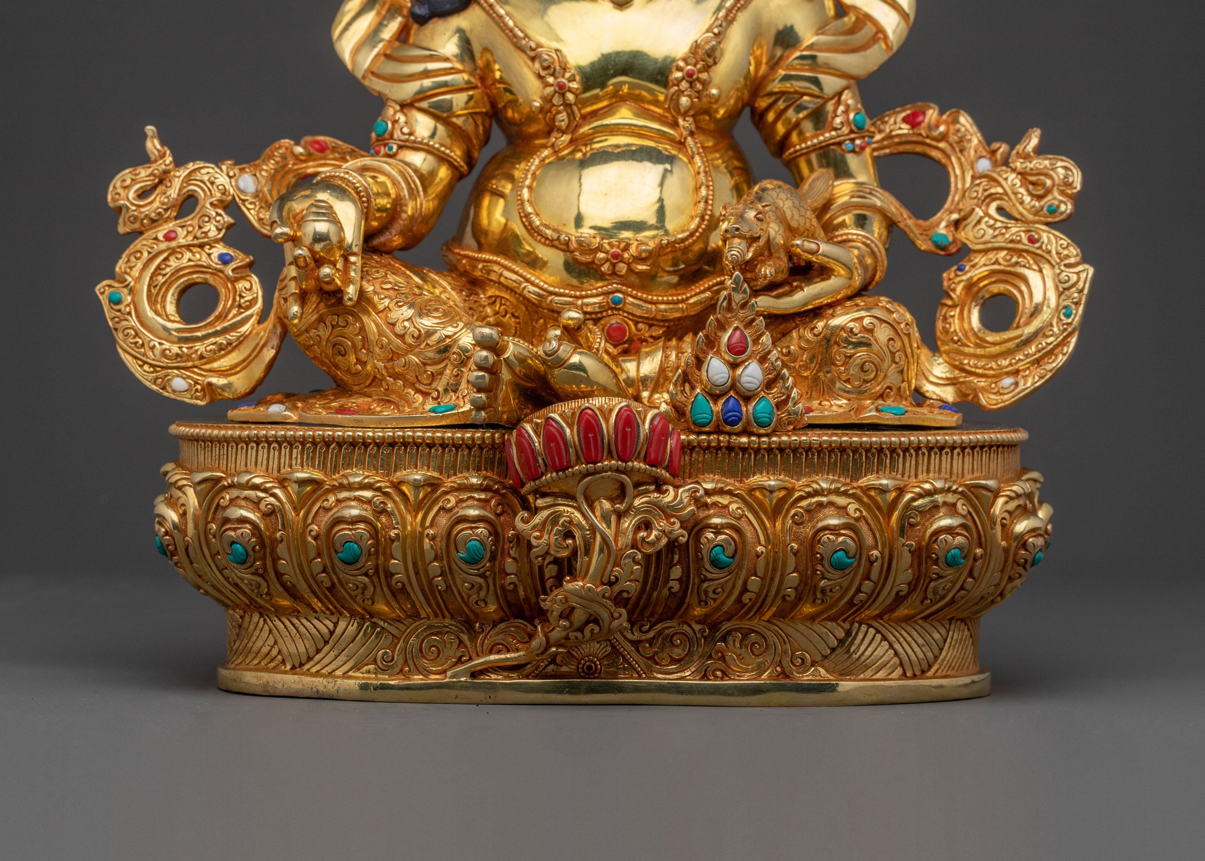 Dzambhala Tibetan Golden Statue: Auspicious Copper Sculpture