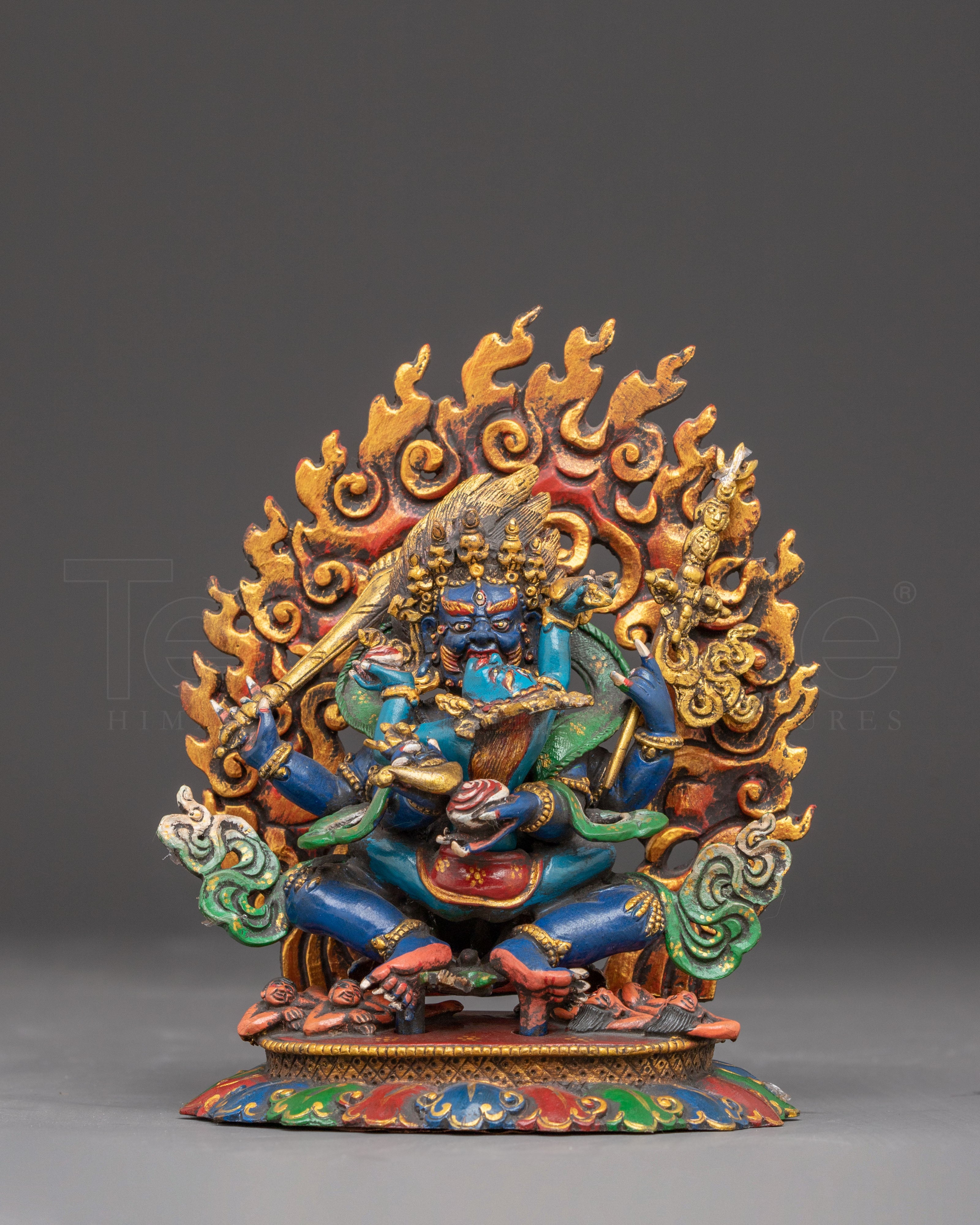 Four-Armed Mahakala Copper Statue | Protector of the Dharma