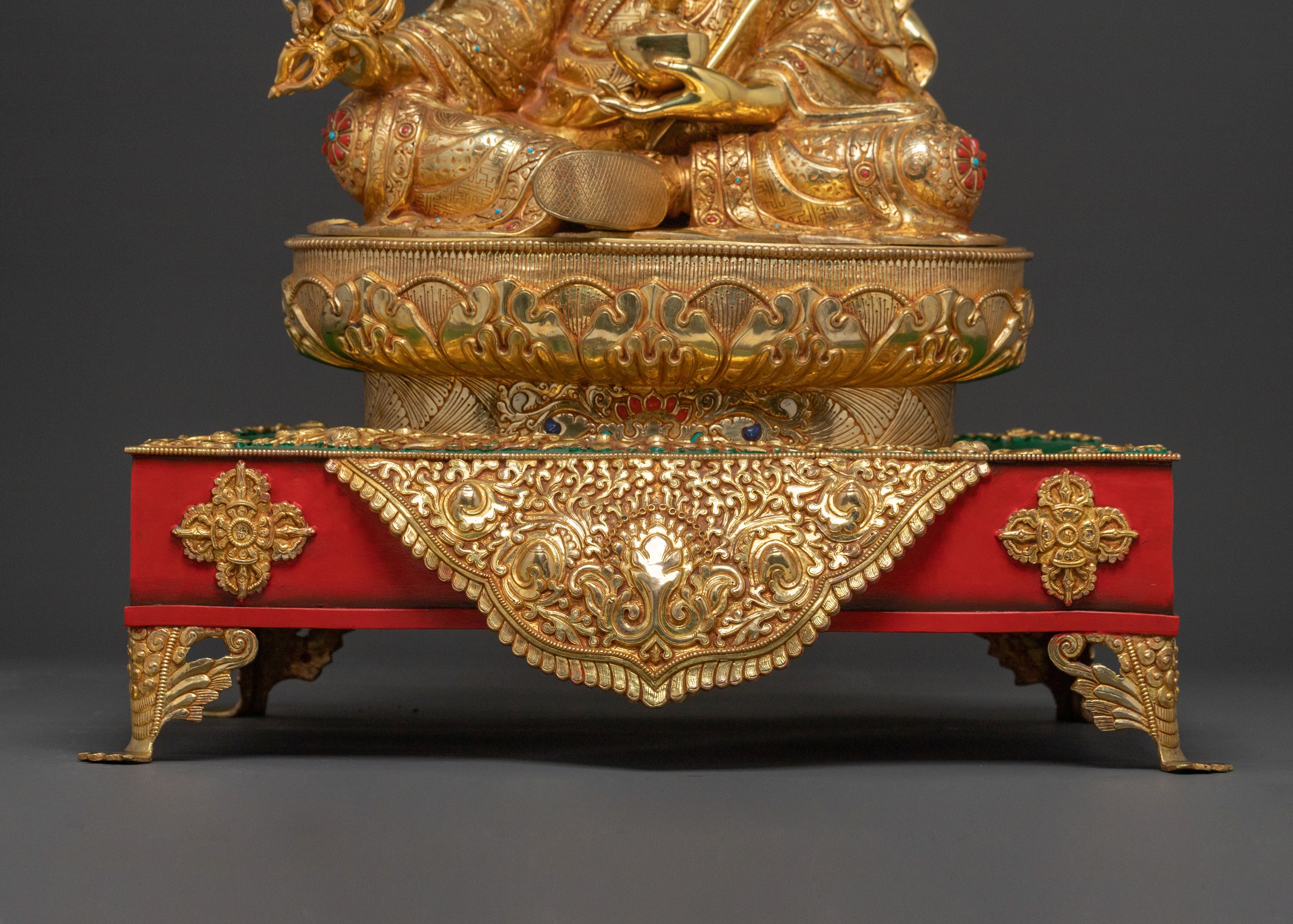 Guru Rinpoche Sacred Statue on Throne | Altar Decor Sculpture