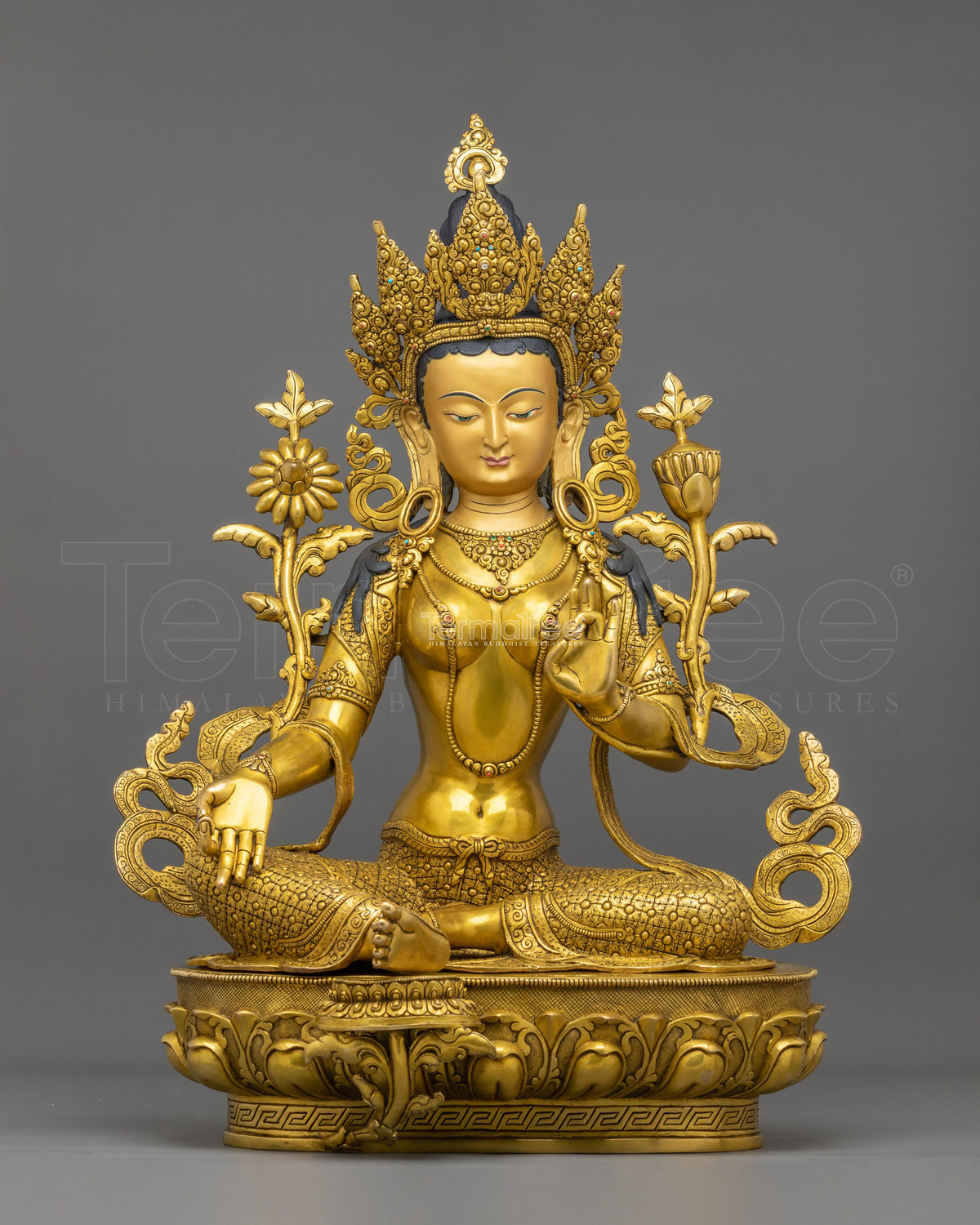 Guardian Green Tara Sacred Rupa | 24K Gold Gilded Copper Statue