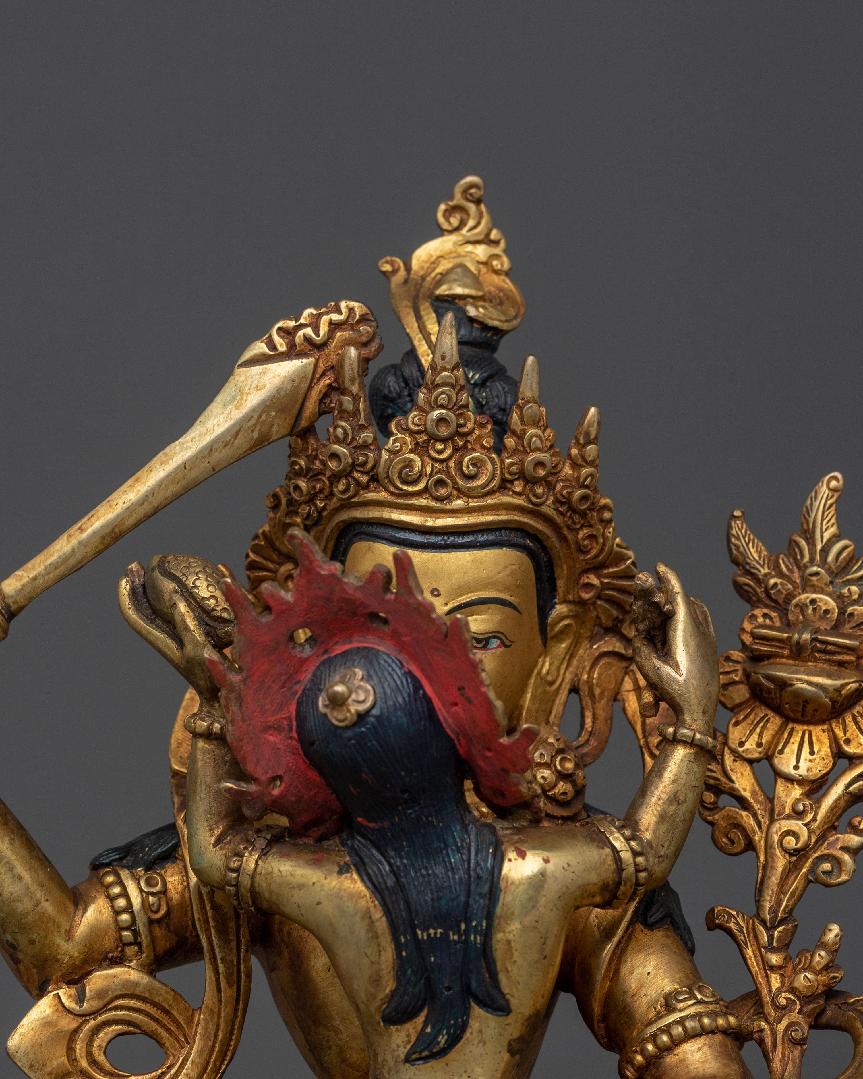 Wisdom Bodhisattva Manjushri Golden Sculpture