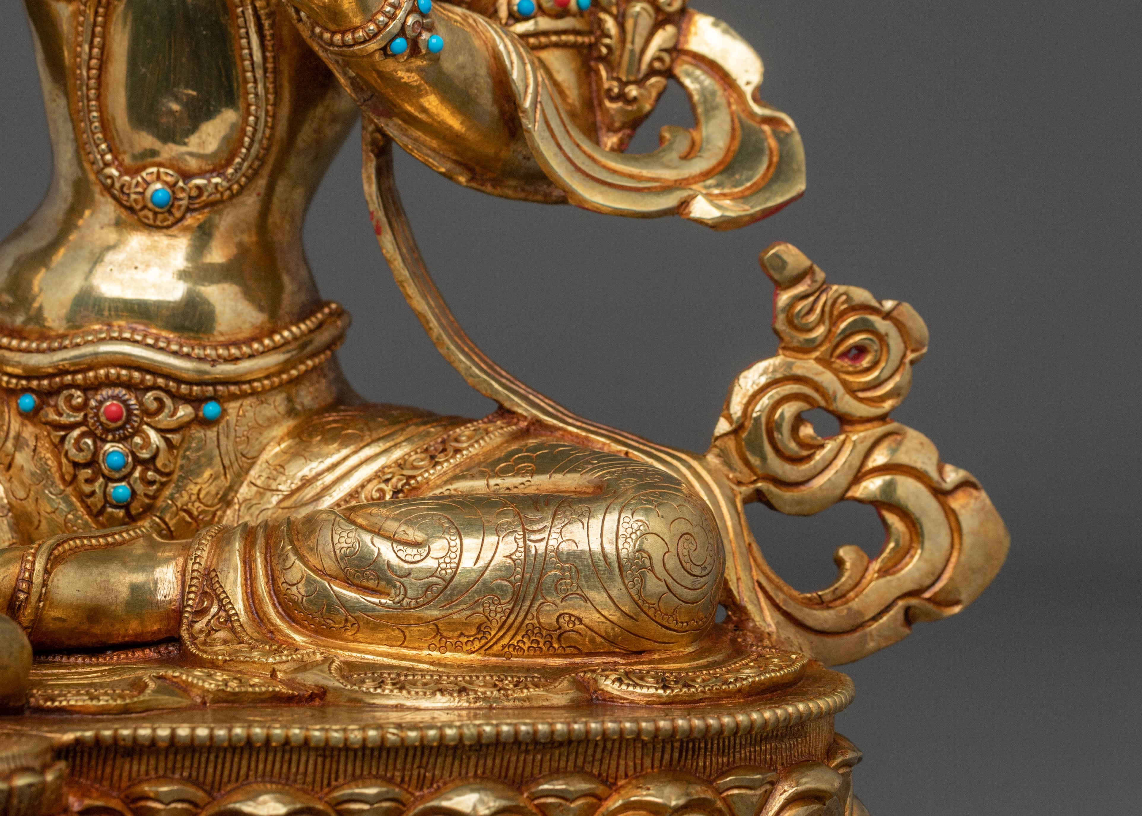 Green Tara Statue | Handcrafted 24K Gold Gilded Guardian