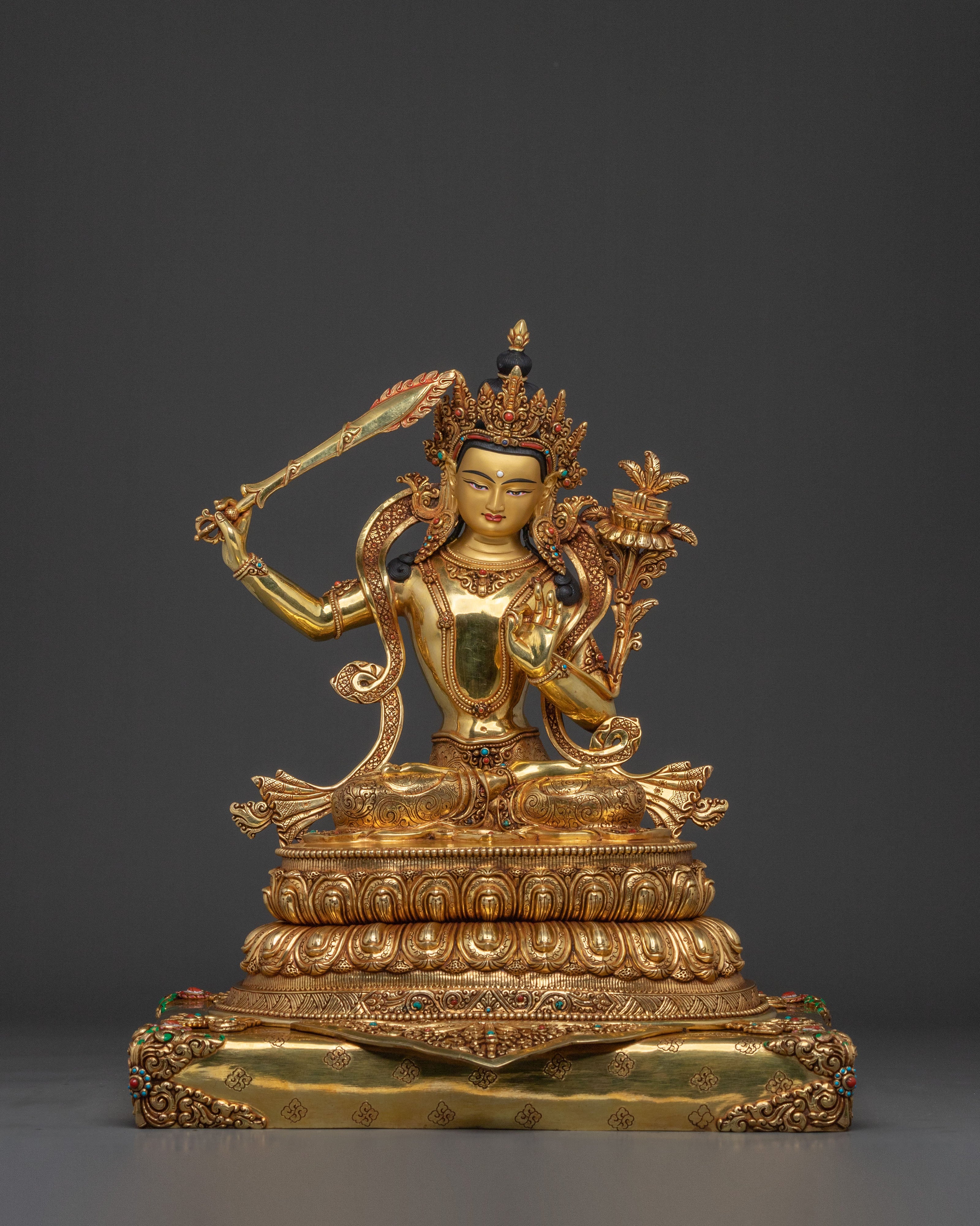Spiritual Manjushri Statue | Buddhist Altar Sculpture
