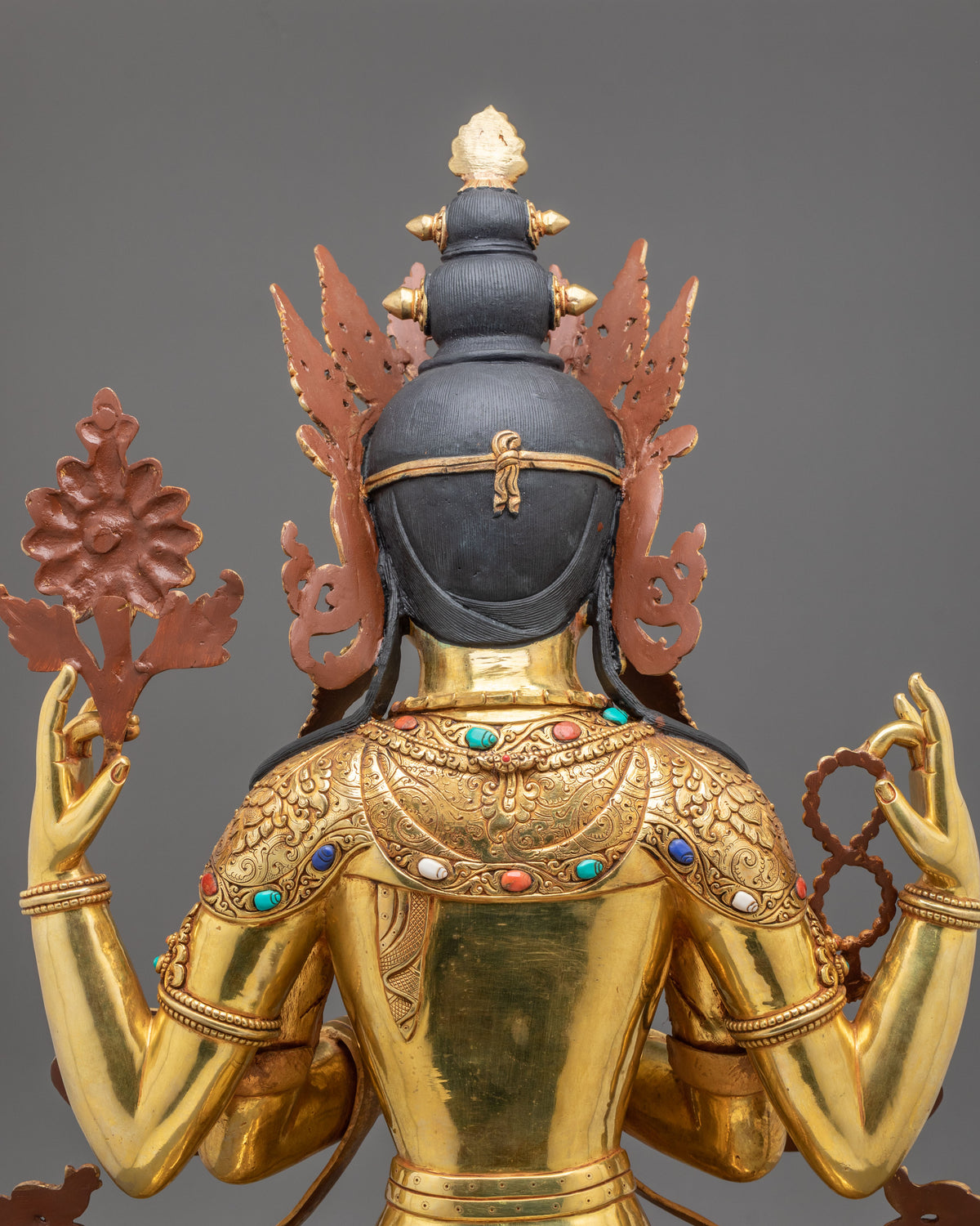 Chenrezig Sculpture | Hand-Carved 24K Gold Gilded Figurine
