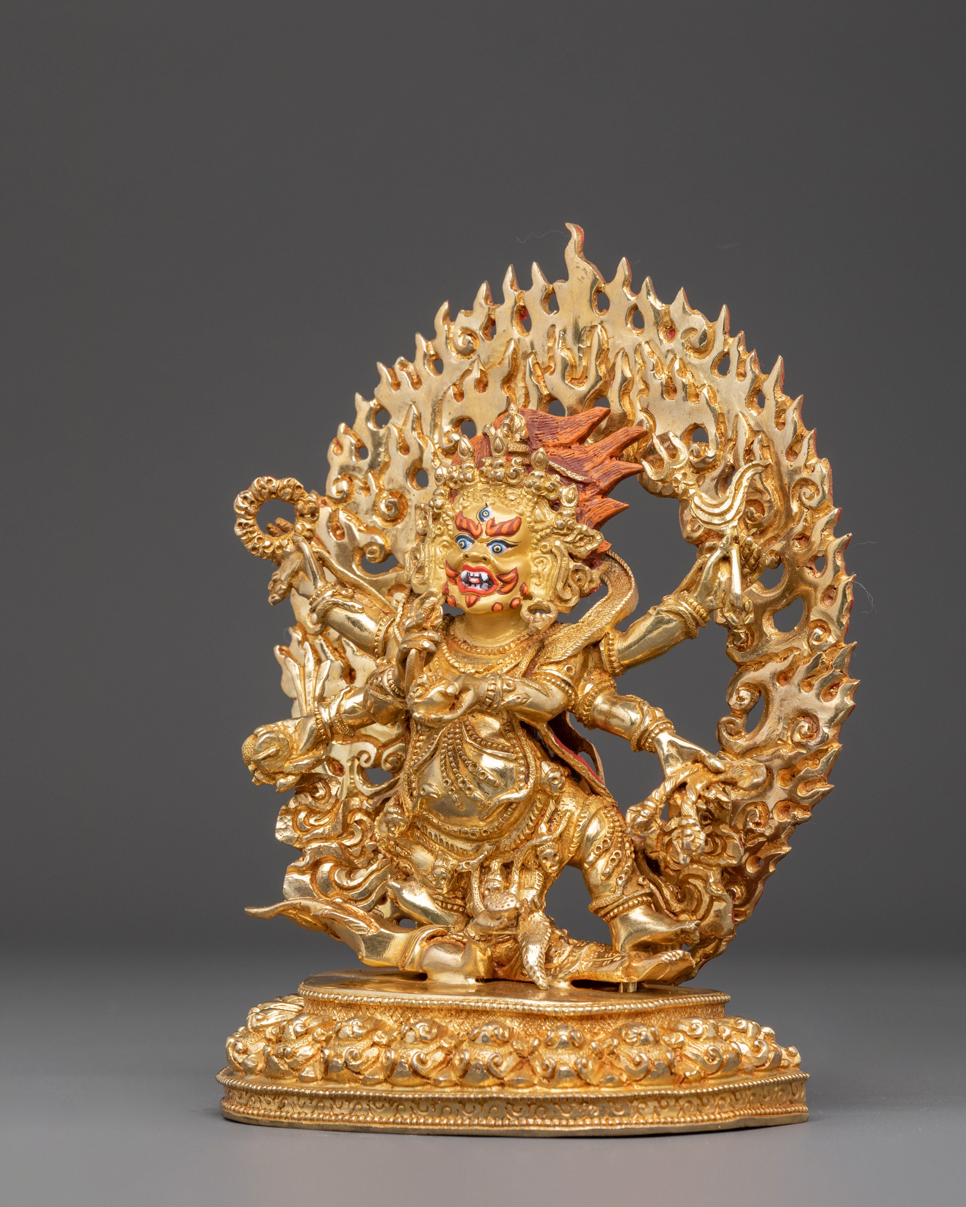 Golden Statue of Six-Armed Mahakala | Dharma Guardian