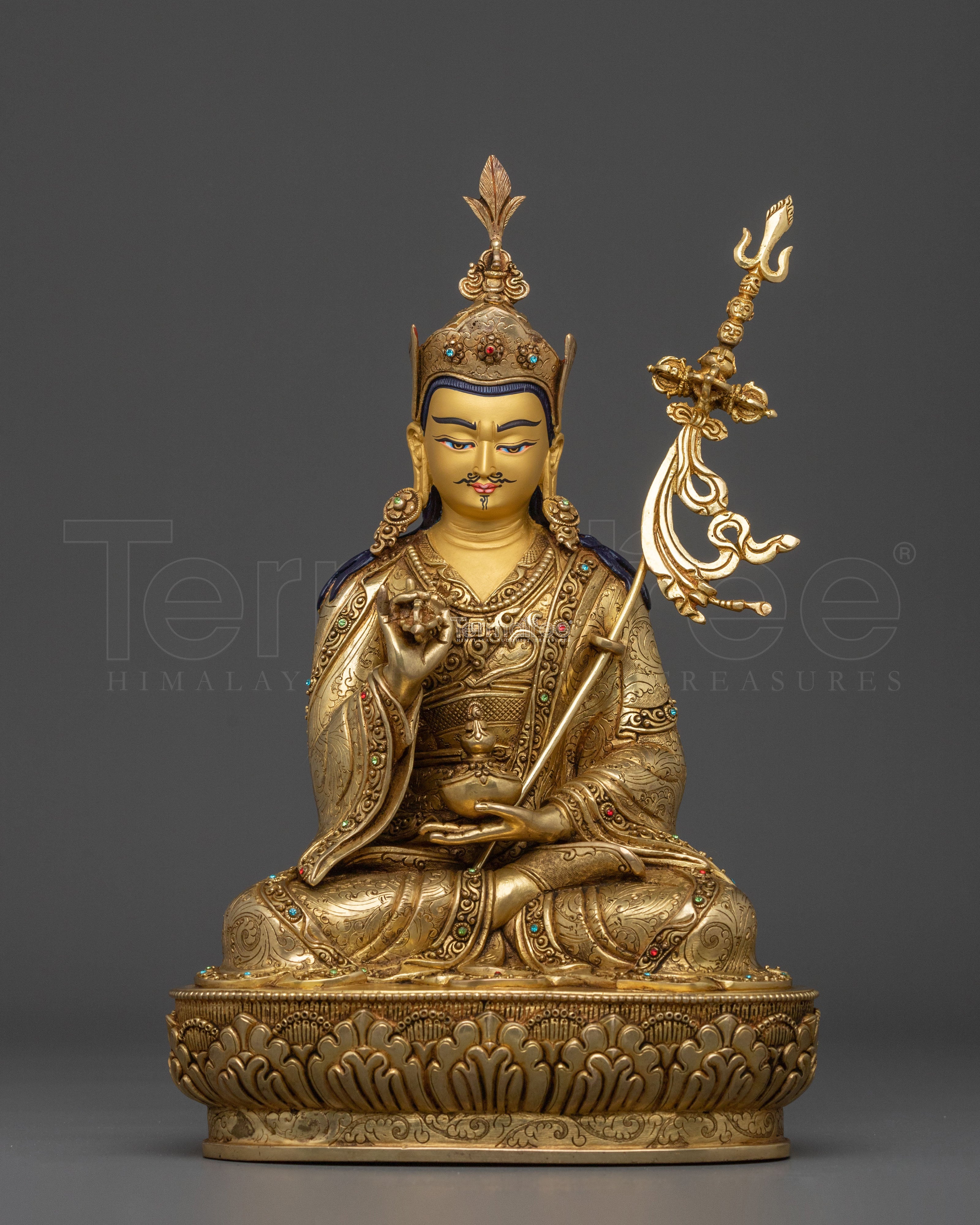 Guru Tsokye Dorje Sacred Sculpture | 24K Gold Gilded Vajrayana Statue