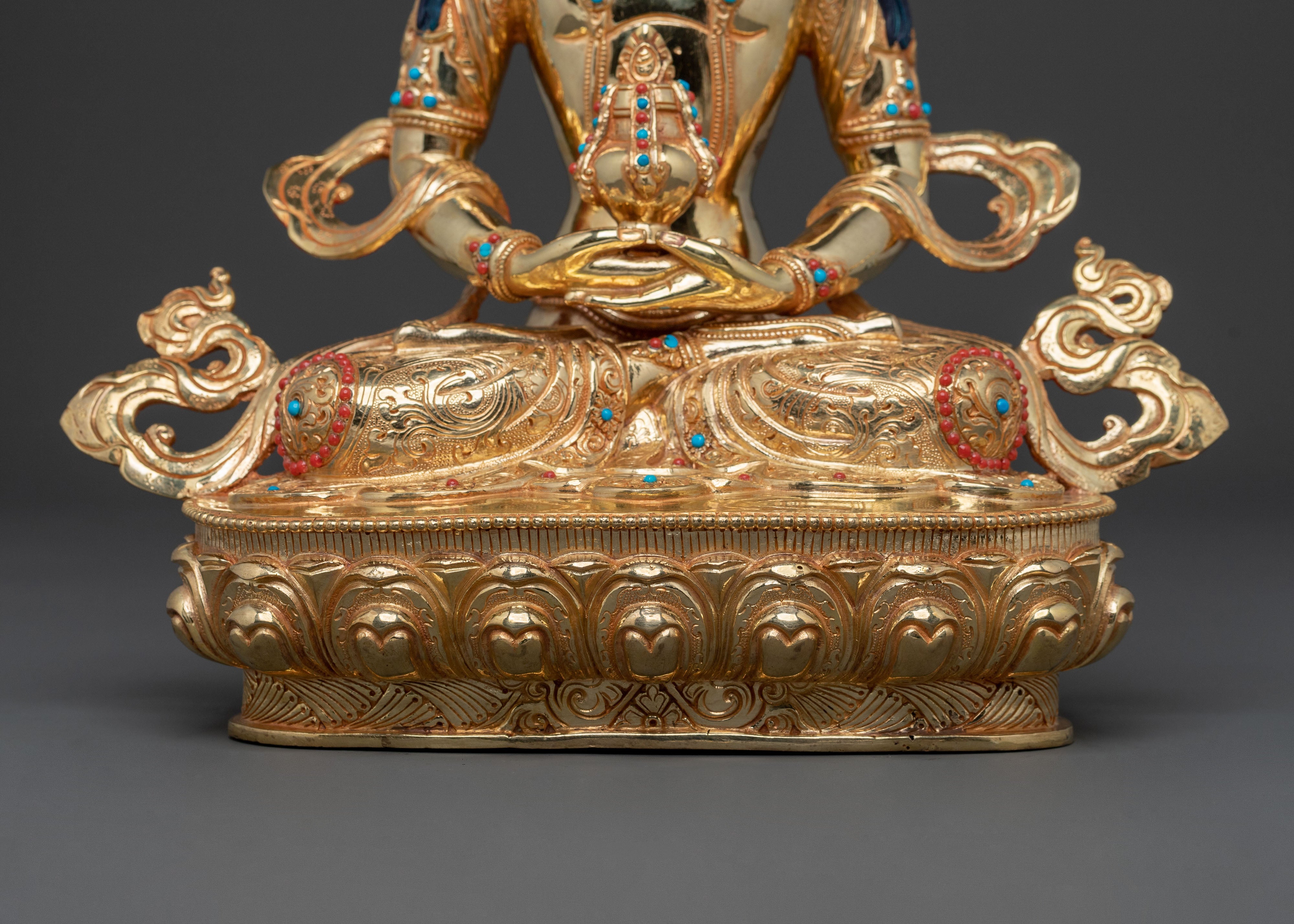 Amitayus Buddha Immortality Statue, Gold Gilded