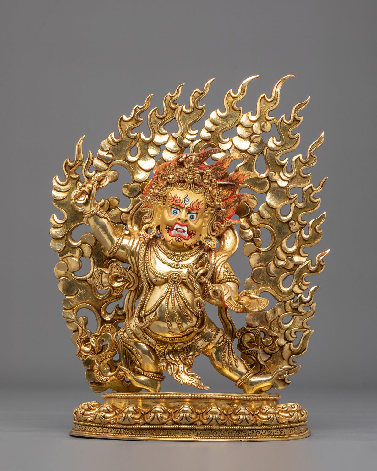 Sacred Bodhisattva Vajrapani Golden Sculpture | 24K Gold Gilded