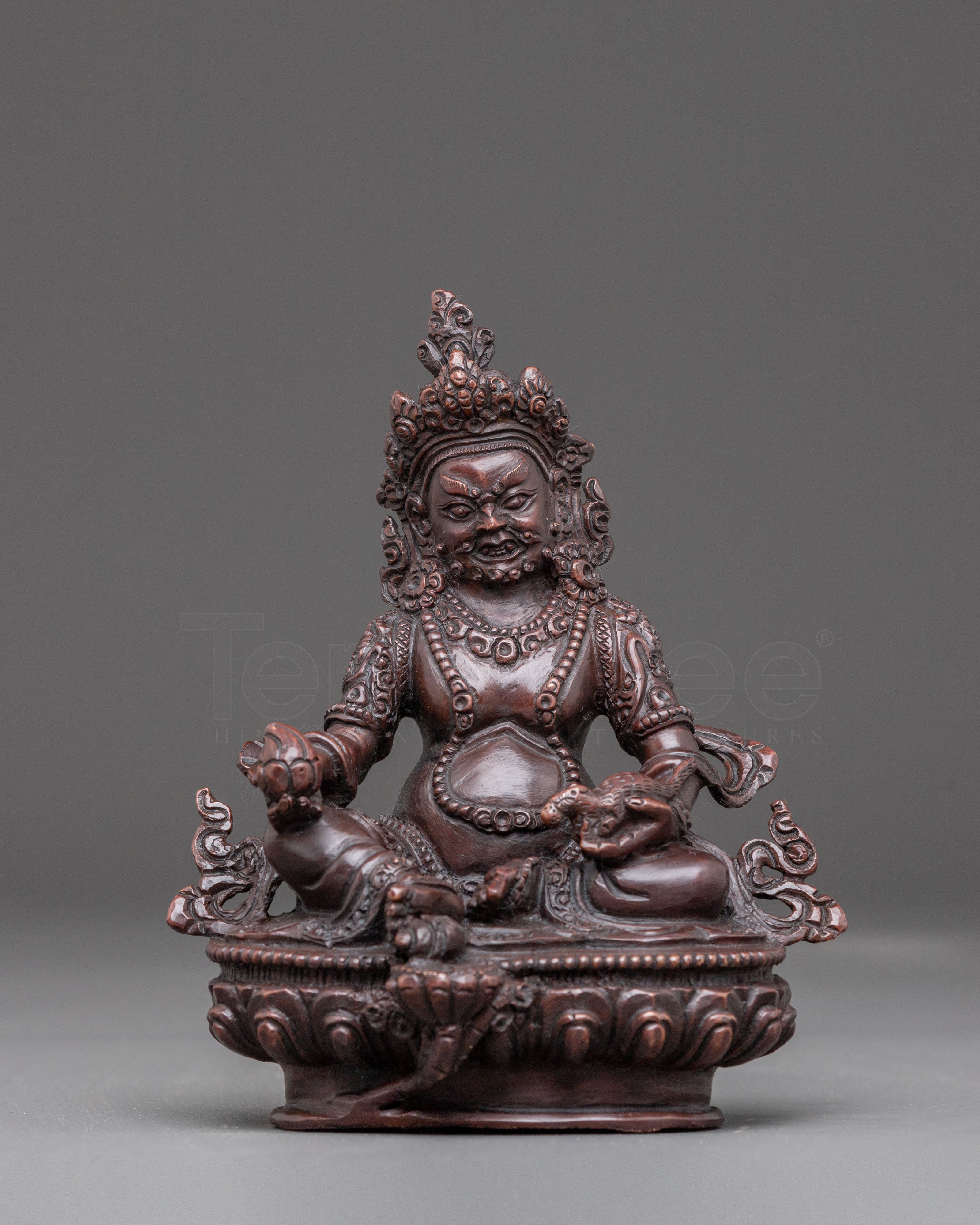Handmade Dzambhala Oxidized Copper Statue | Wealth Deity Decor