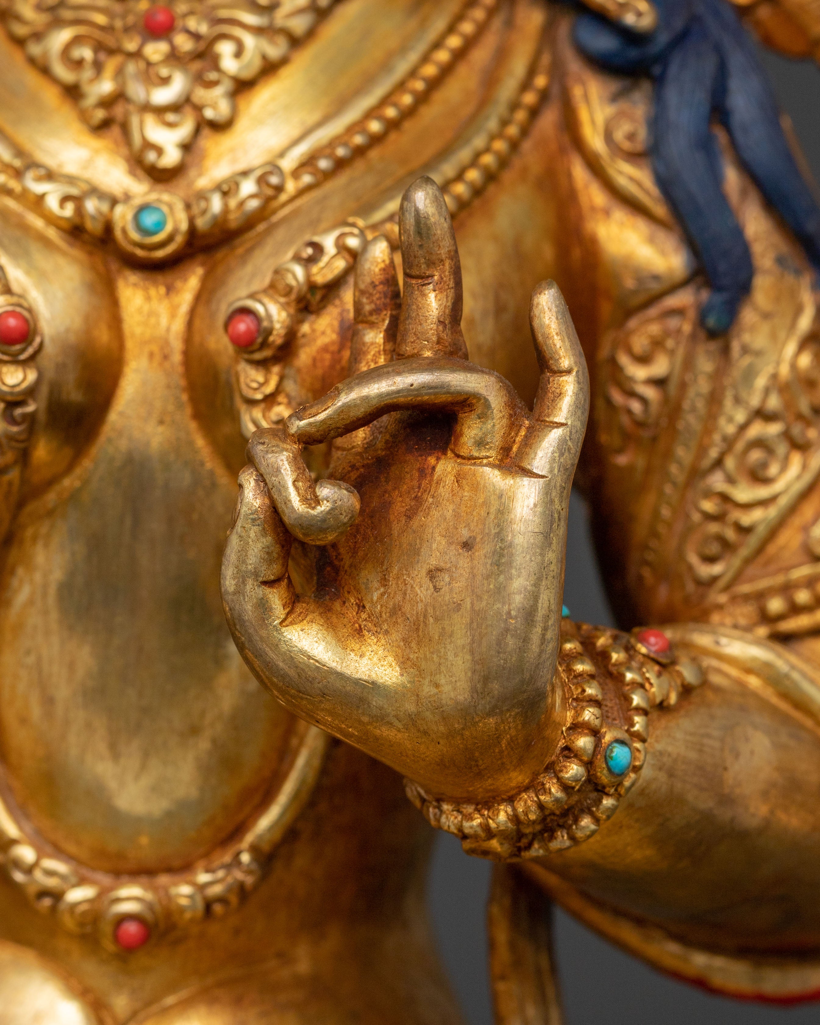Green Tara Blessing Statue with 24K Gold Glided