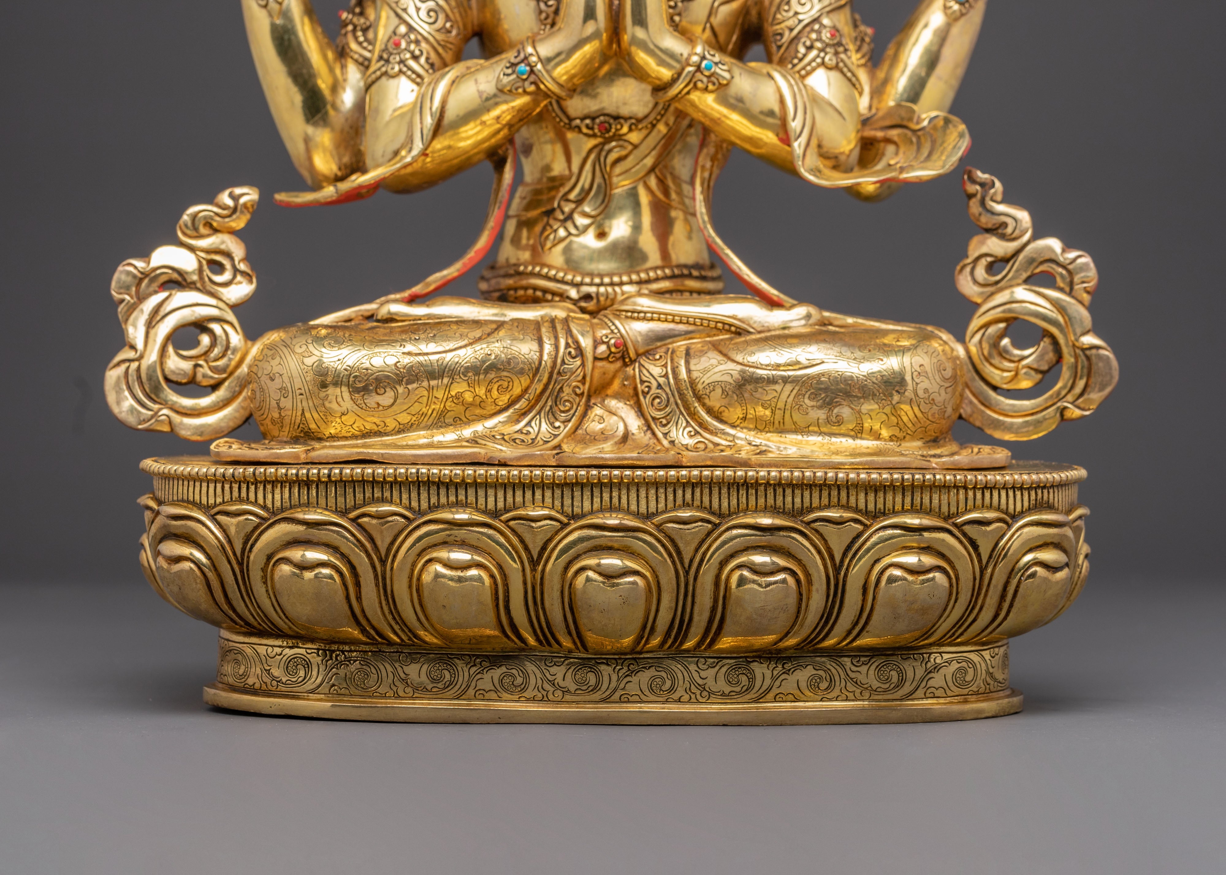Handmade Golden Avalokiteshvara Statue | The Compassion Bodhisattva