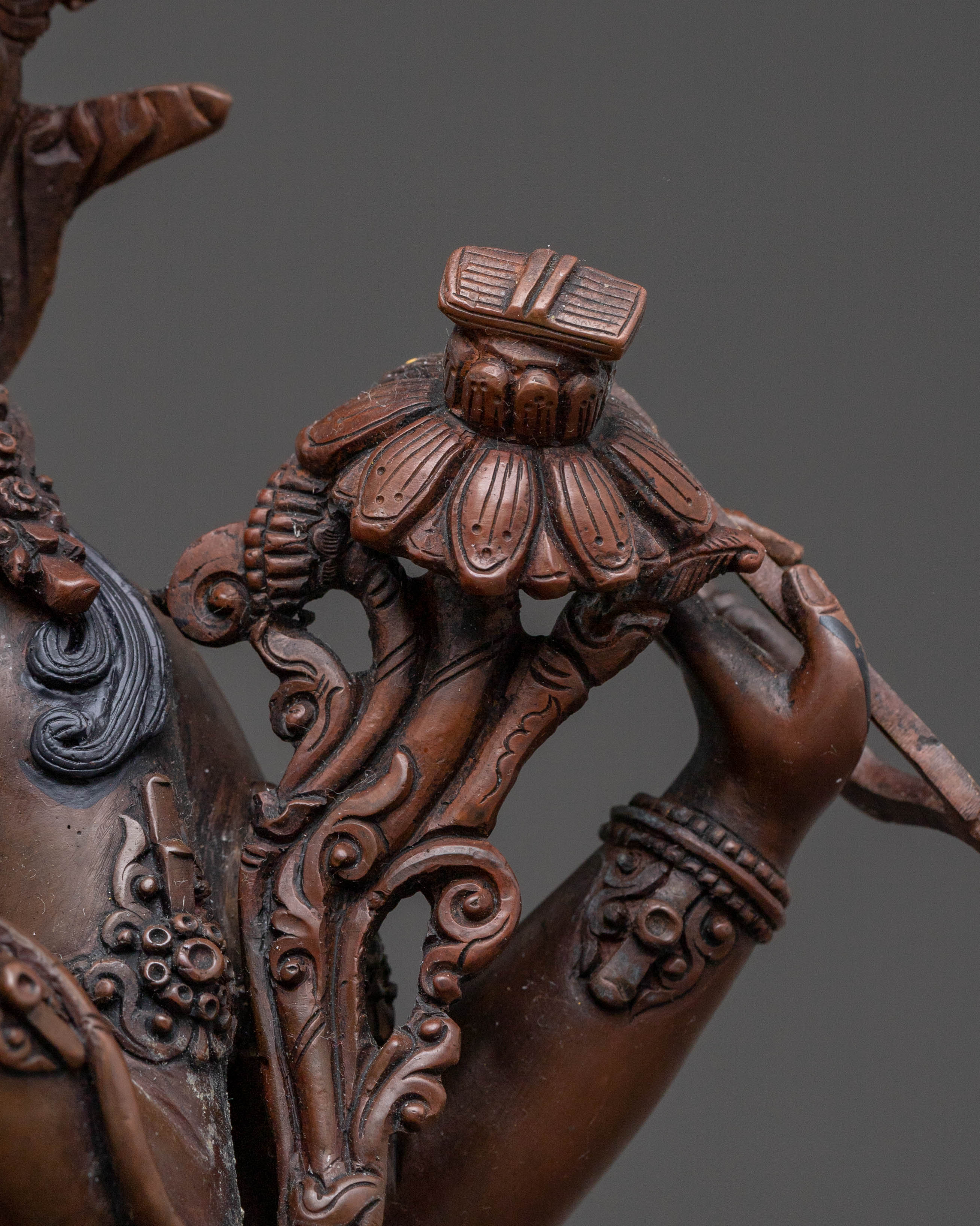 Maha Manjushri Sacred Statue – Oxidized Copper