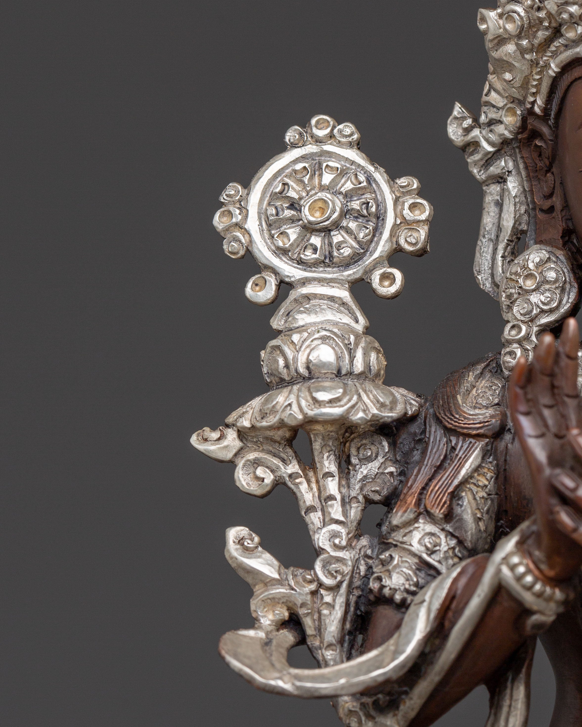 Sacred Maitreya Buddha Copper Statue – Tranquil Silver Finish