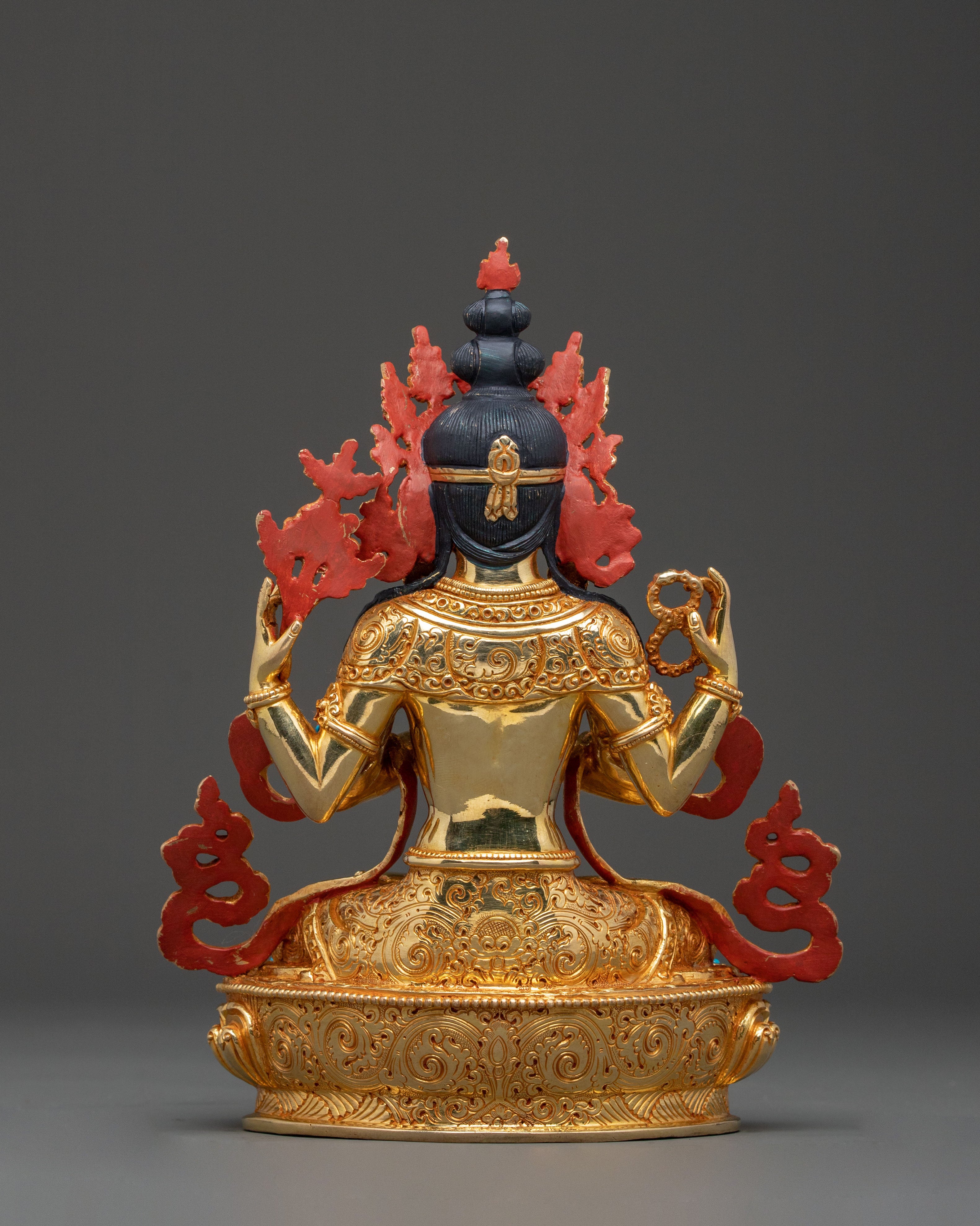 Chenrezig 24k Gold Gilded Statue | Compassion Deity