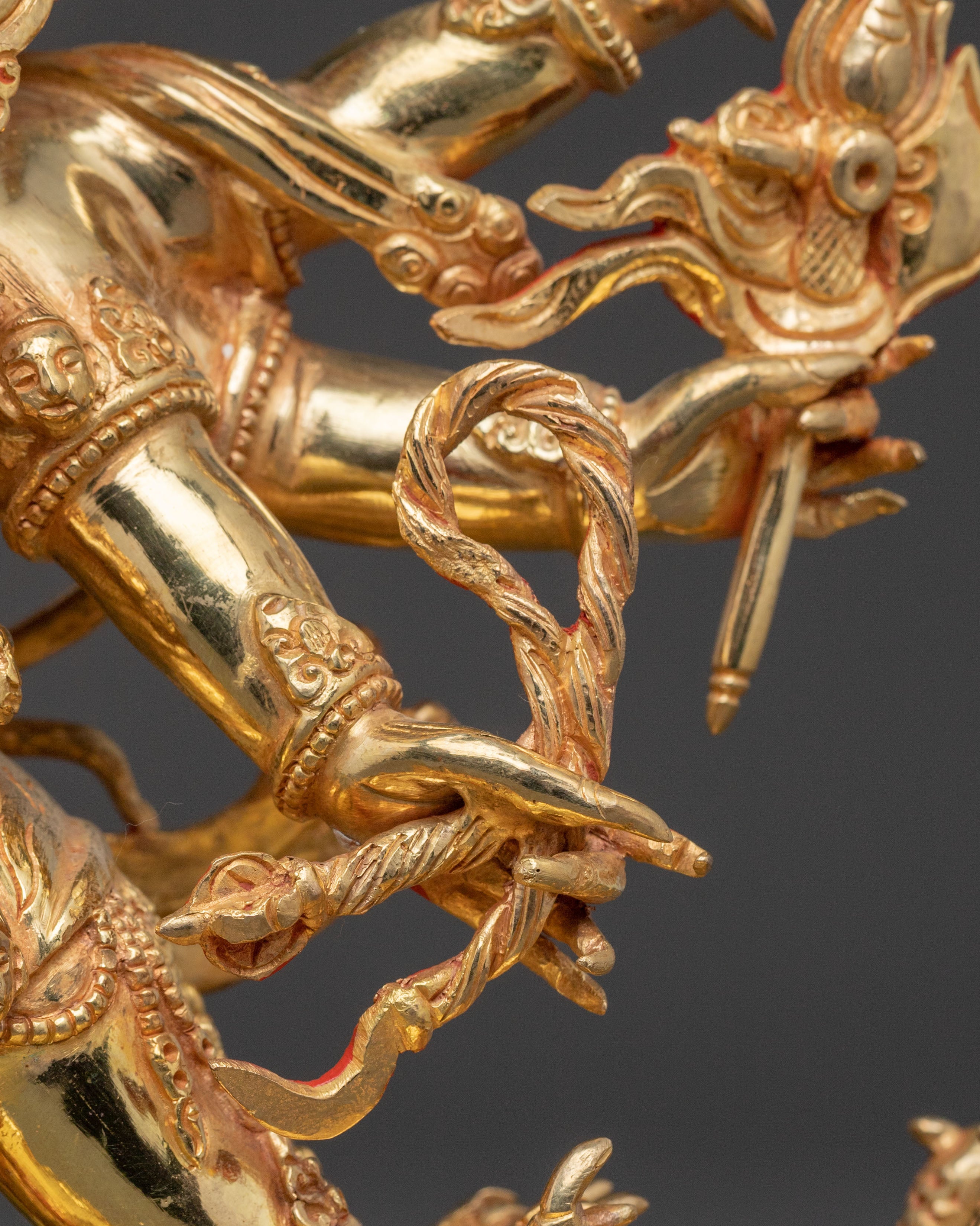 Hayagriva Dharma Guardian Statue - 24K Gold Gilded