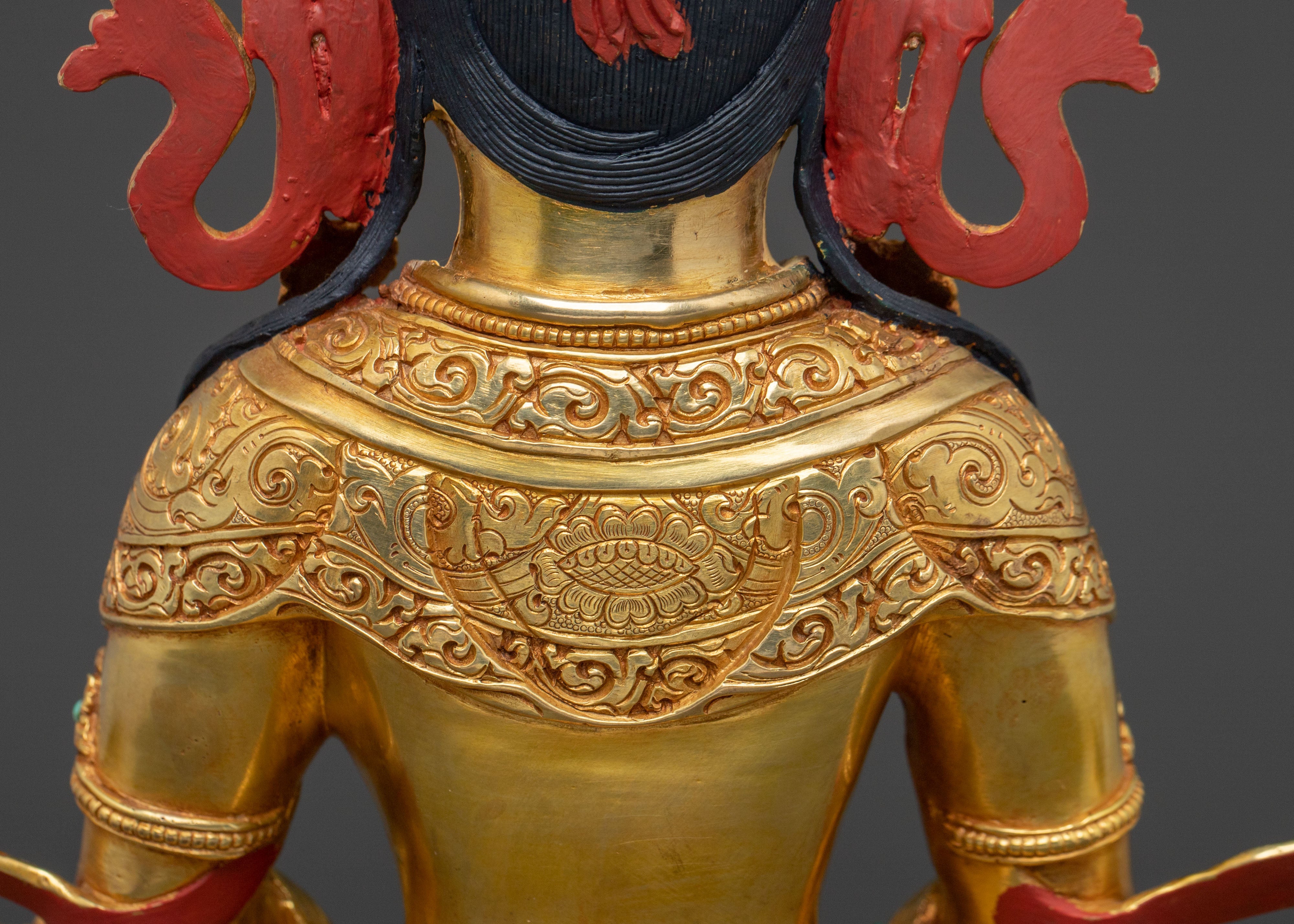 Amitayus Buddha: 24K Gold Gilded Figure