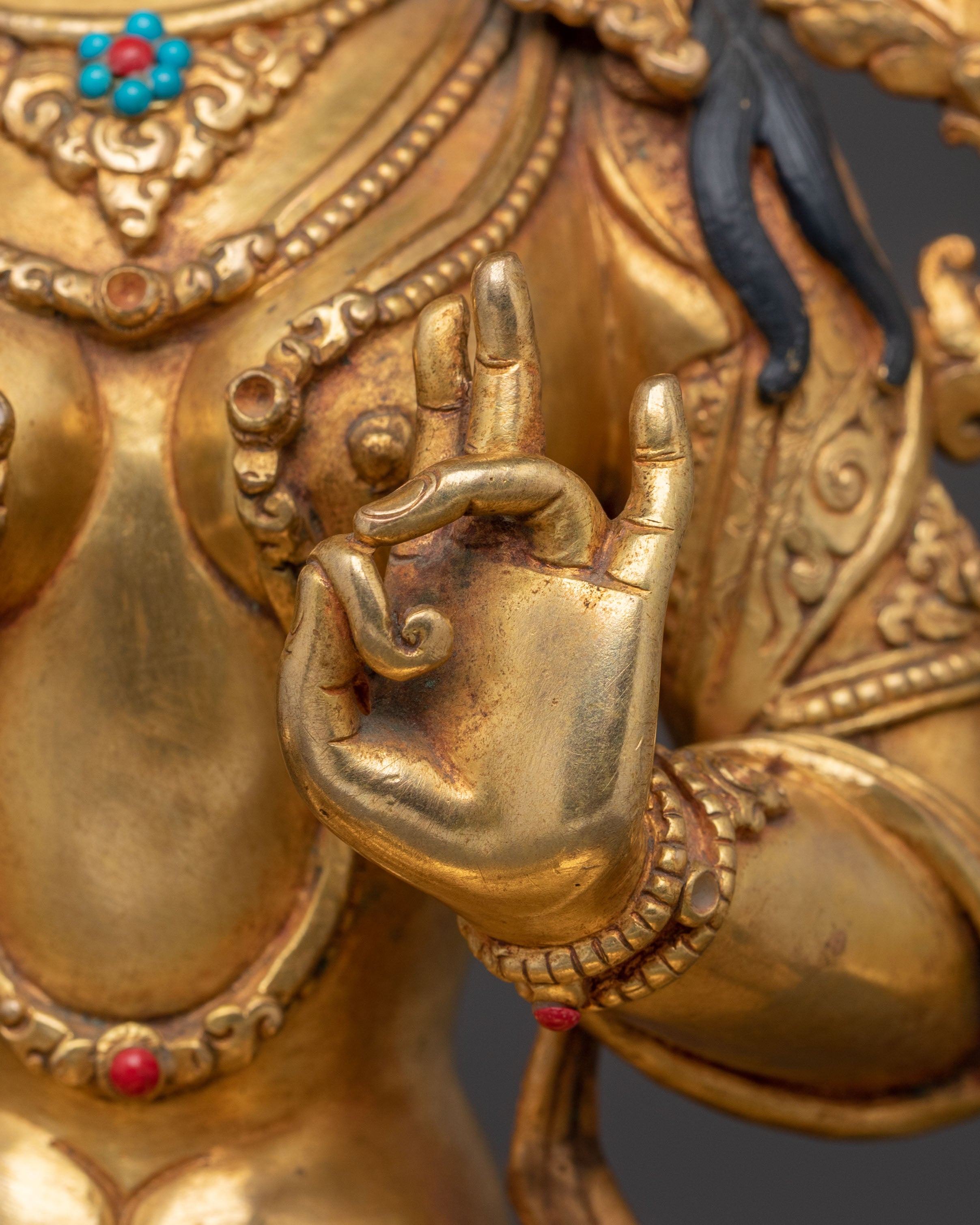 Golden Green Tara Peace Statue | Spiritual Home Decor