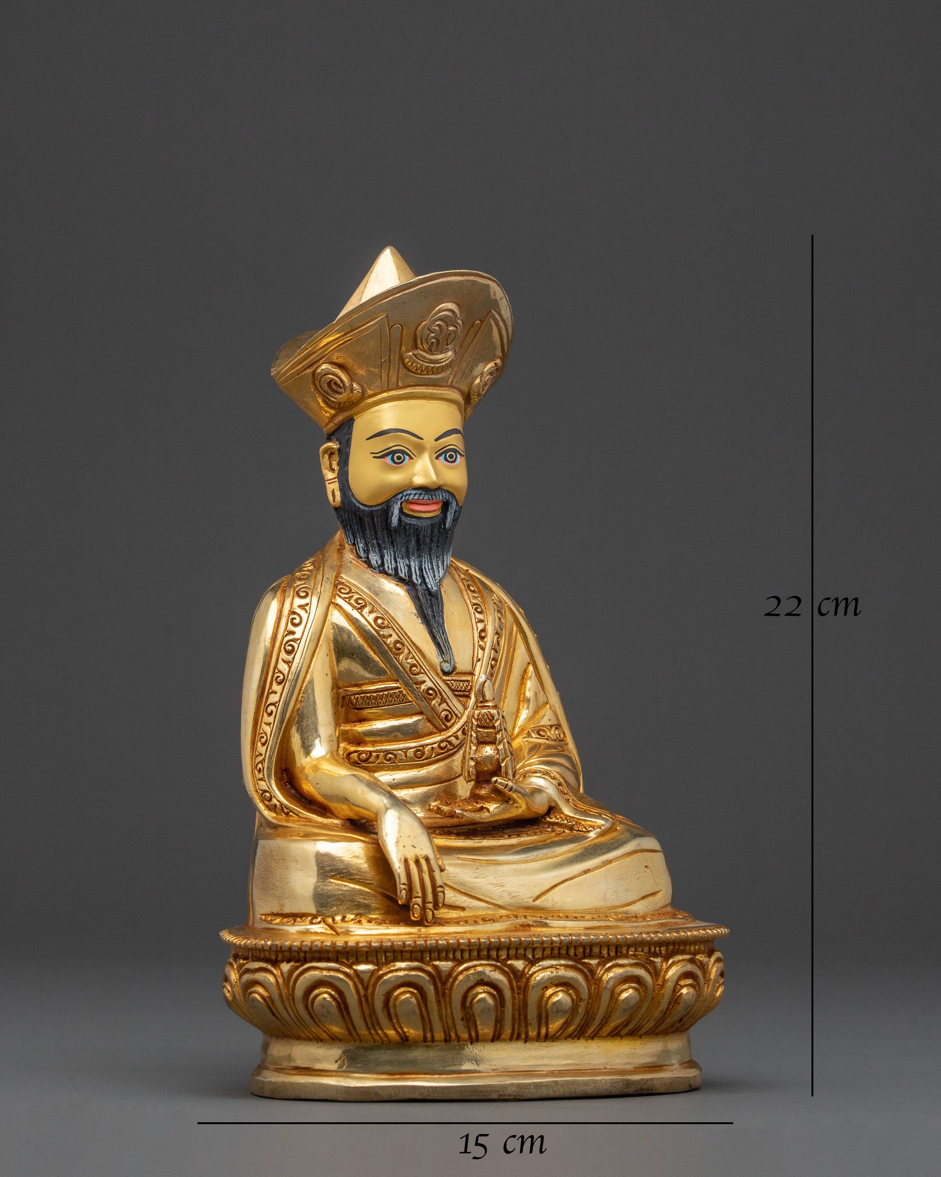 Divine Guru Shapdum Statue – Hand-Gilded Copper Artistry