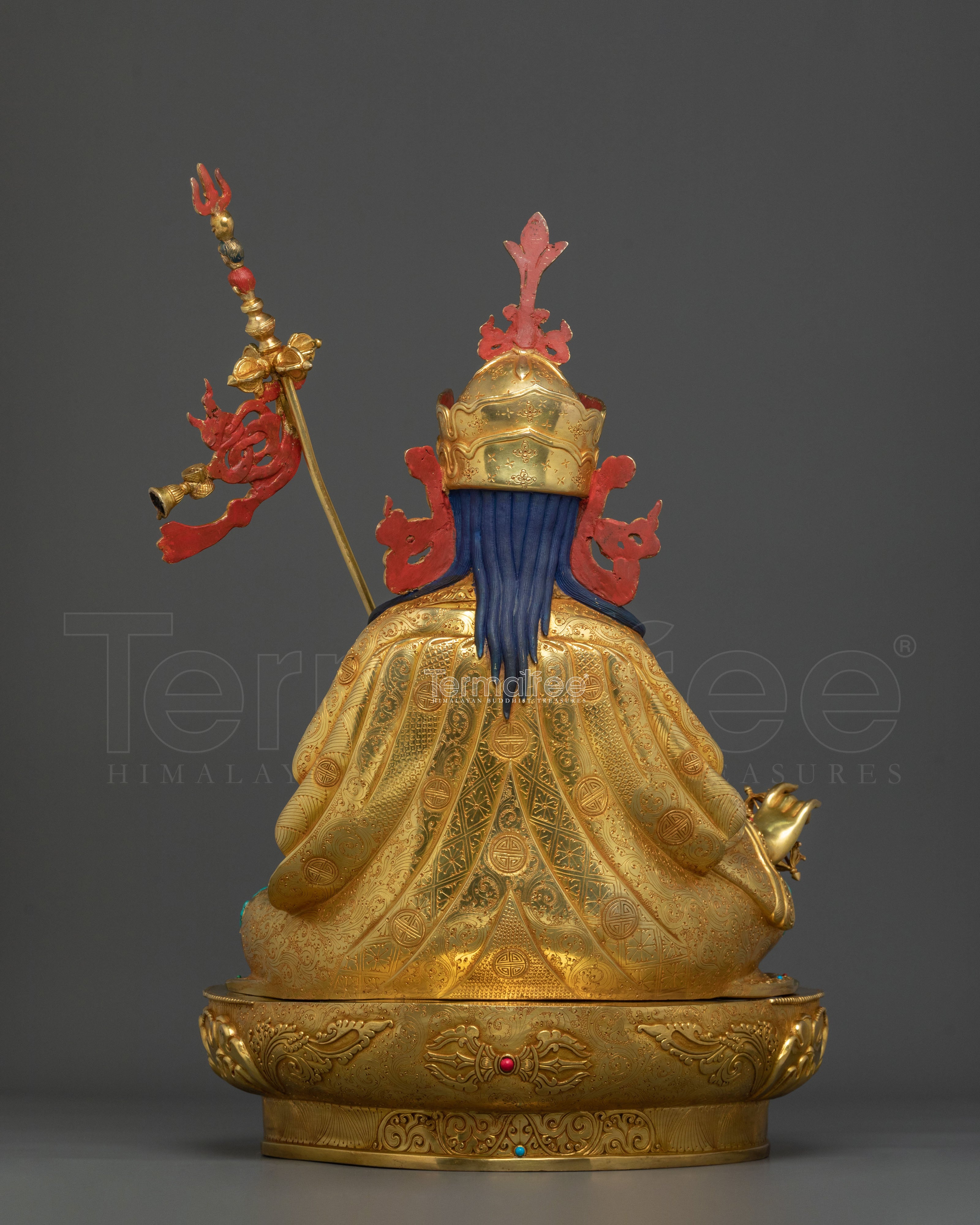 Padmasambhava Sculpture | 24K Gold Gilded Tibetan Guru