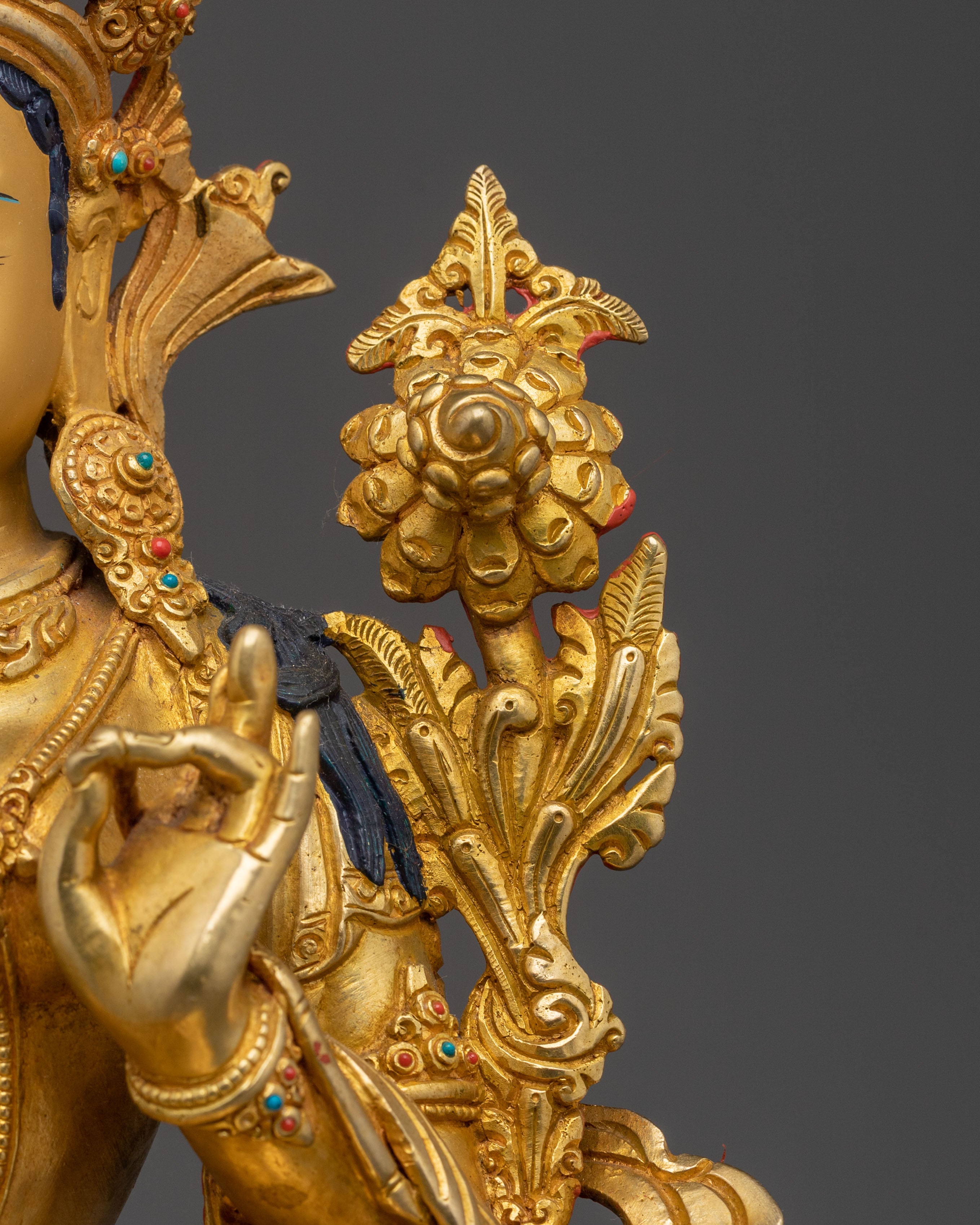 Handmade Green Tara Sculpture | Tibetan Goddess