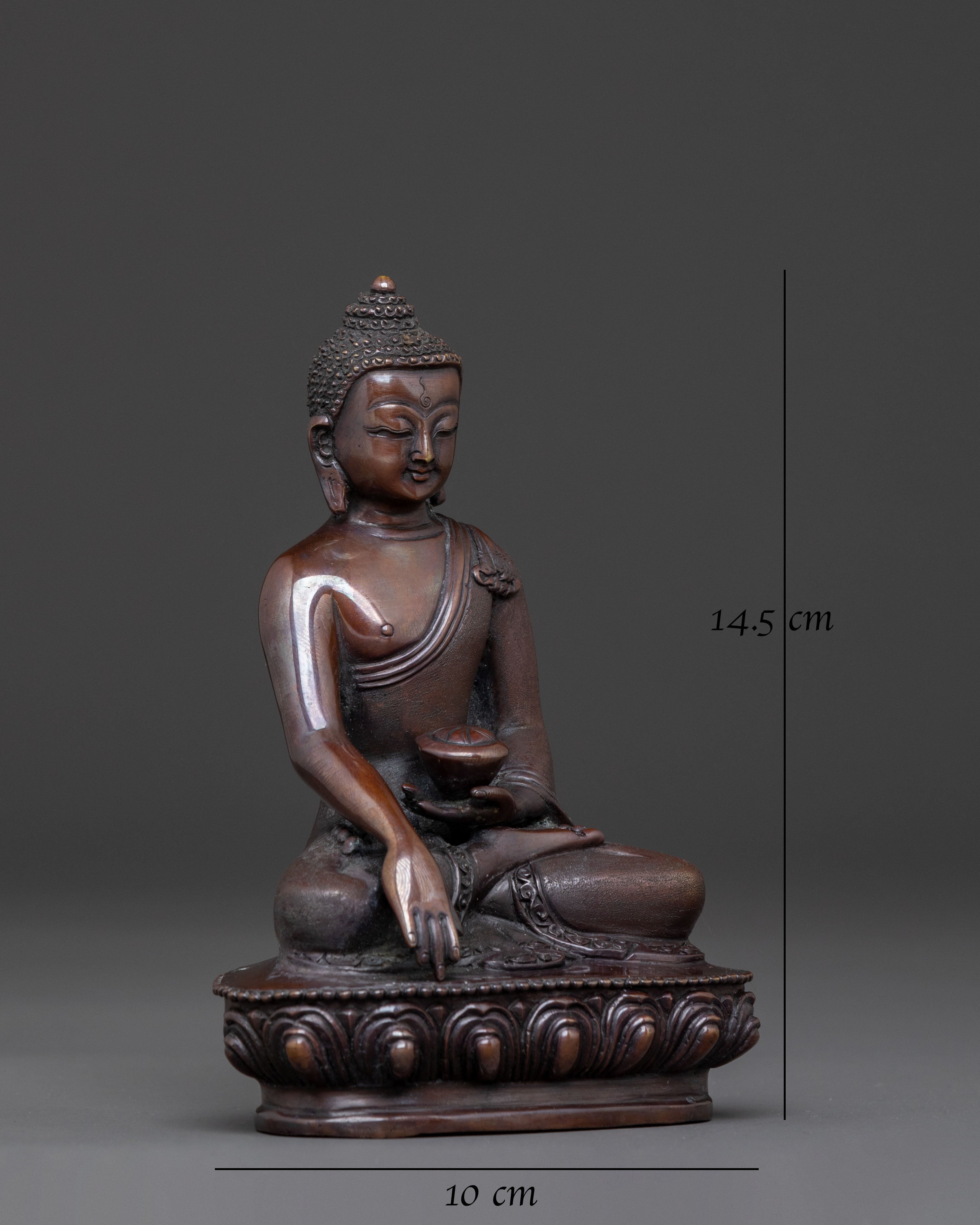 Copper Shakyamuni Buddha Dharma Statue - Oxidized Finish