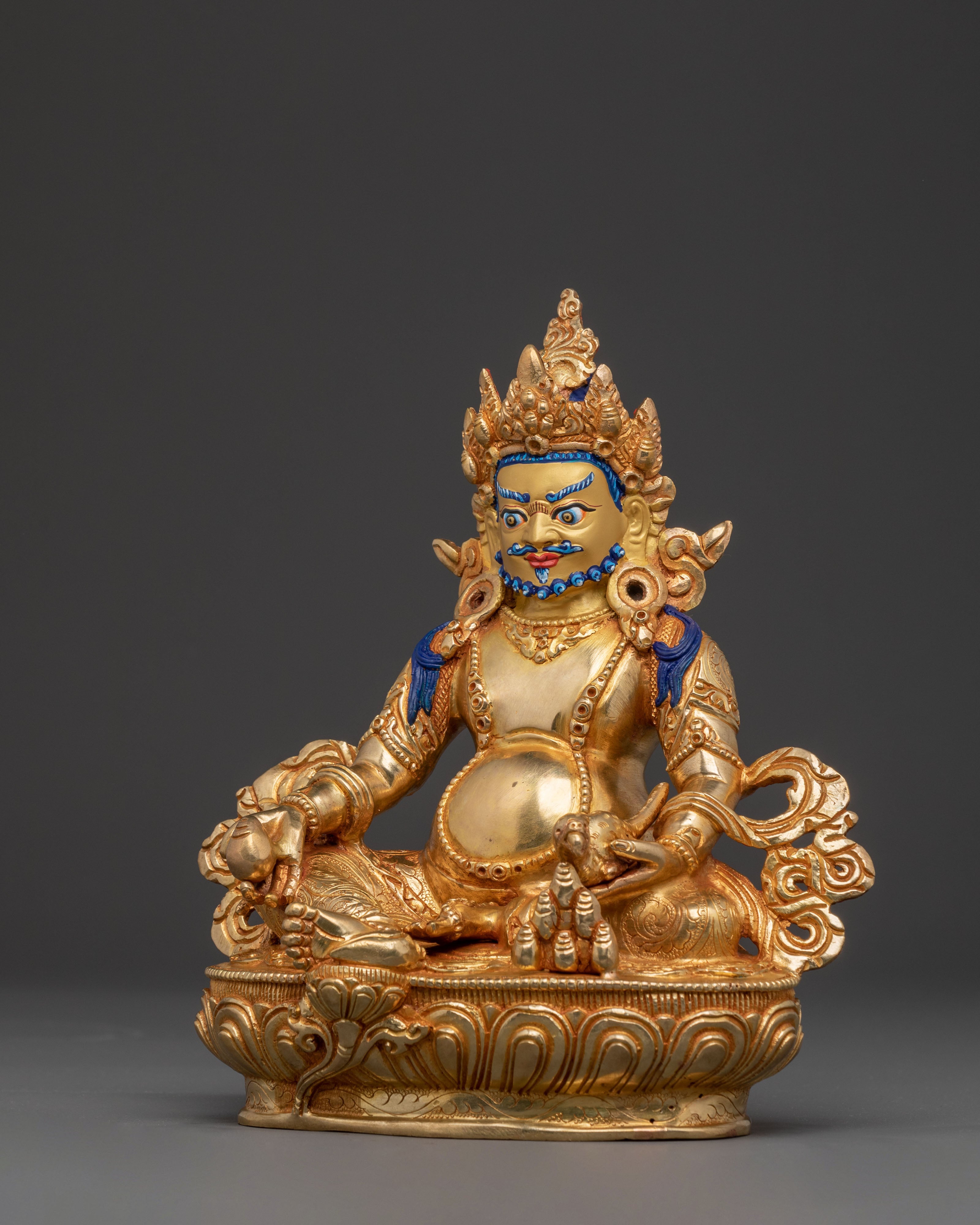Sacred Statue of Dzambhala | 24K Gold Gilded Copper Statue