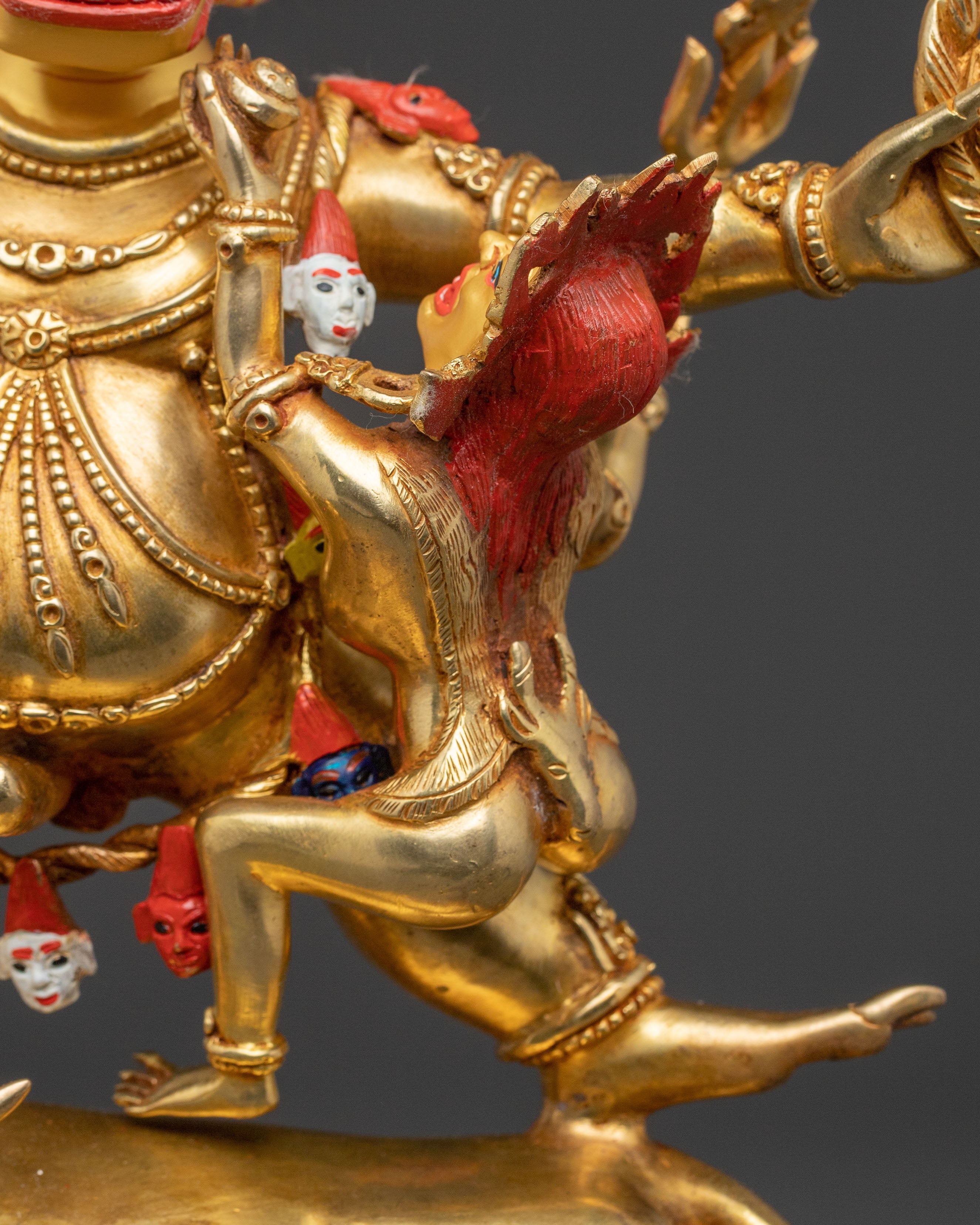 Yama Dharmaraja 24k Gold Gilded Statue | Copper Body