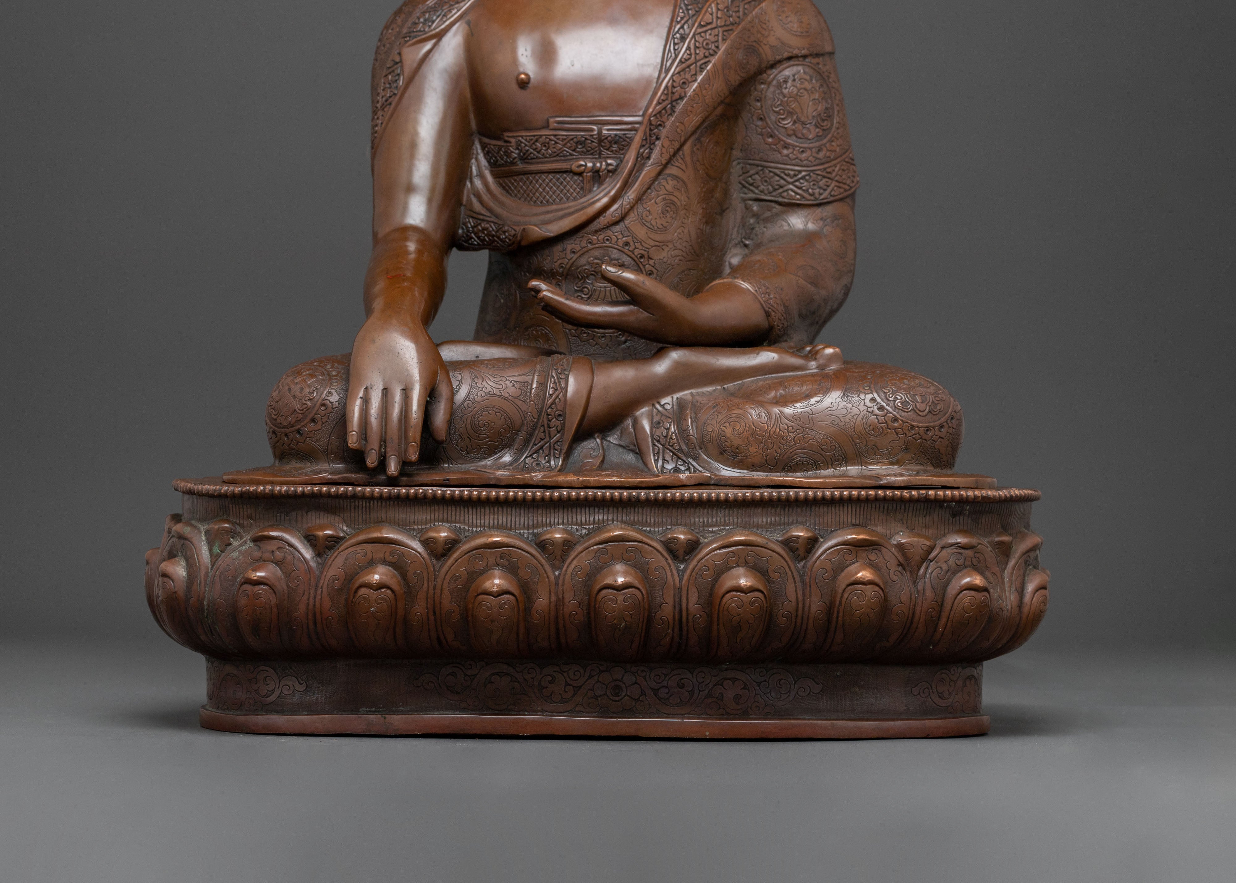 Sacred Dharma Teacher Buddha Shakyamuni Statue | Oxidized Copper Artwork