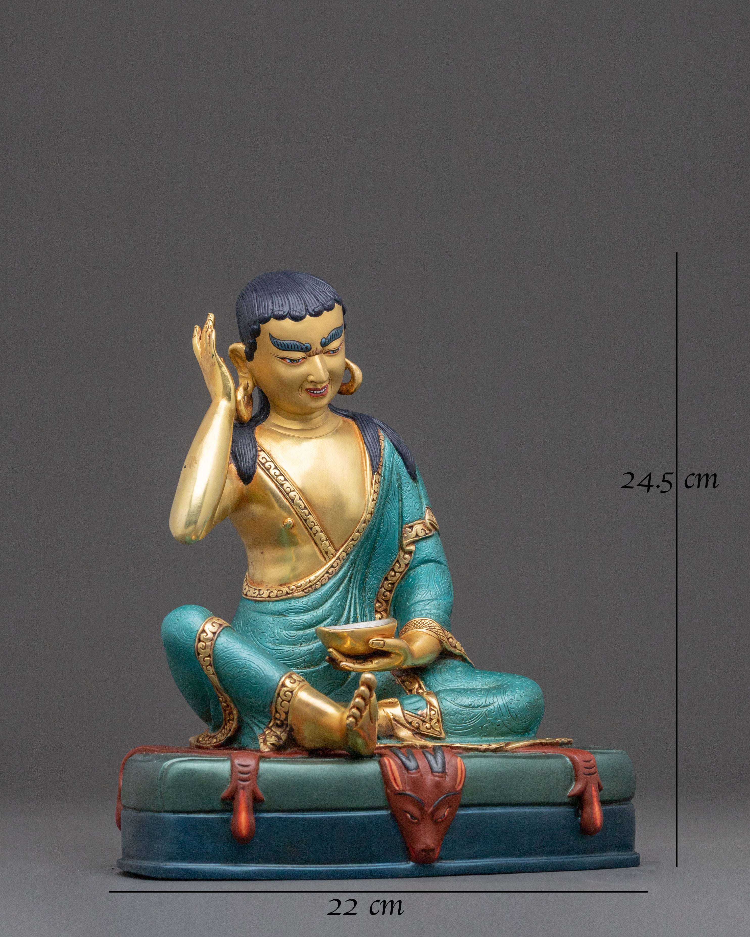 Tibetan Milarepa Buddhist Statue – 24K Gold Gilded Copper Statue