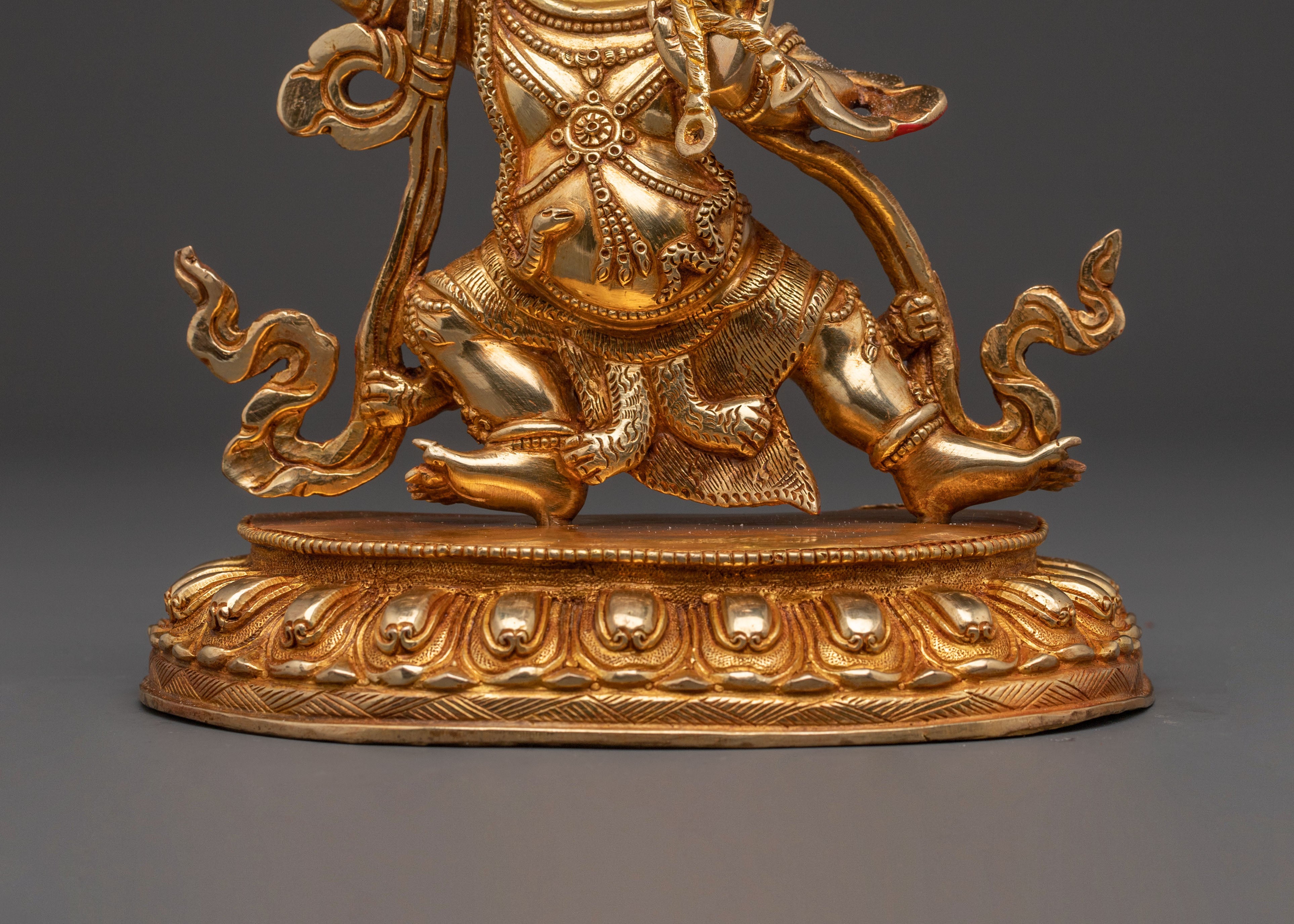 Golden Statue of Vajrapani Bodhisattva - Hand-Gilded Copper Art