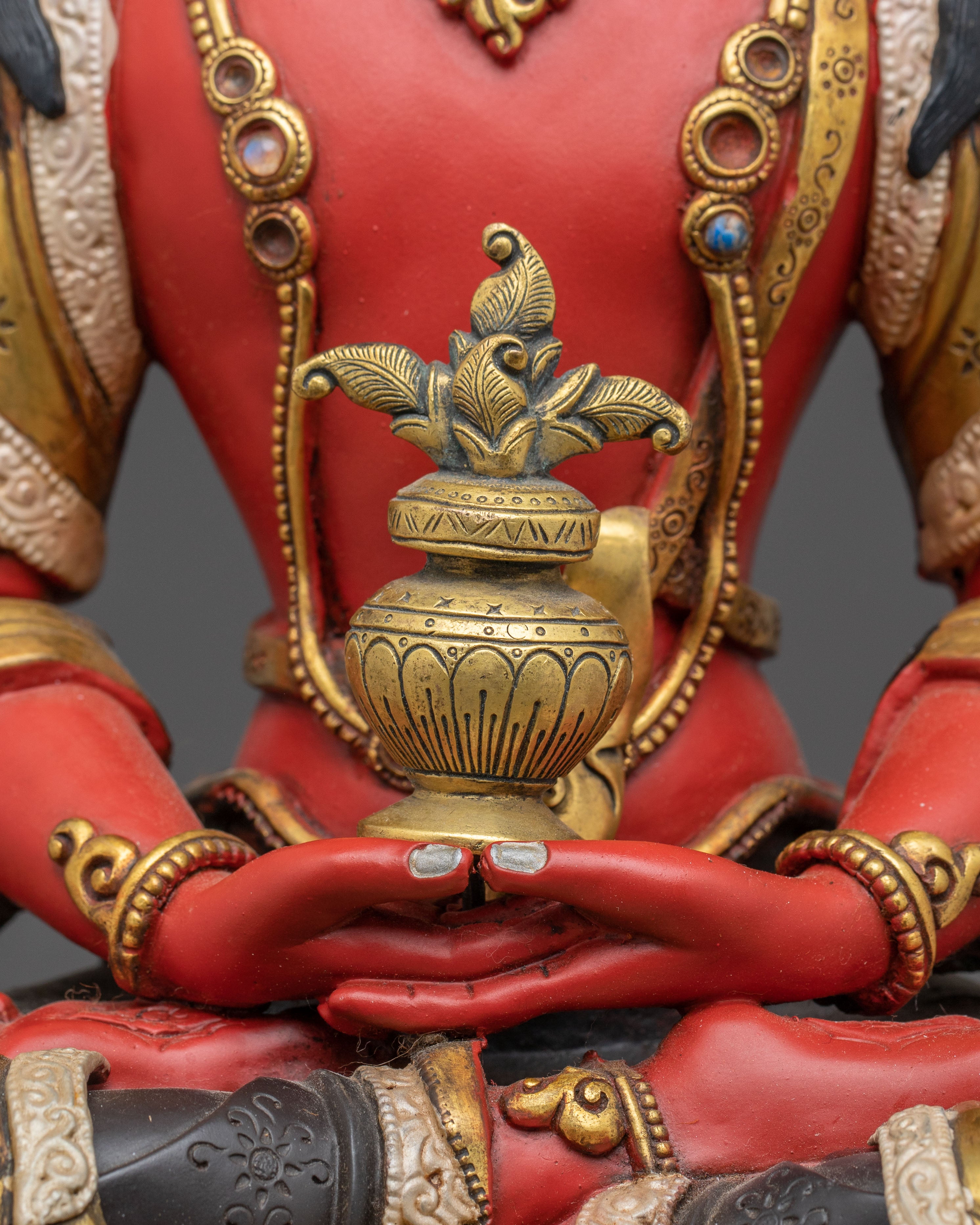 Amitayus Handcrafted Sacred Statue: Serene Copper Artistry