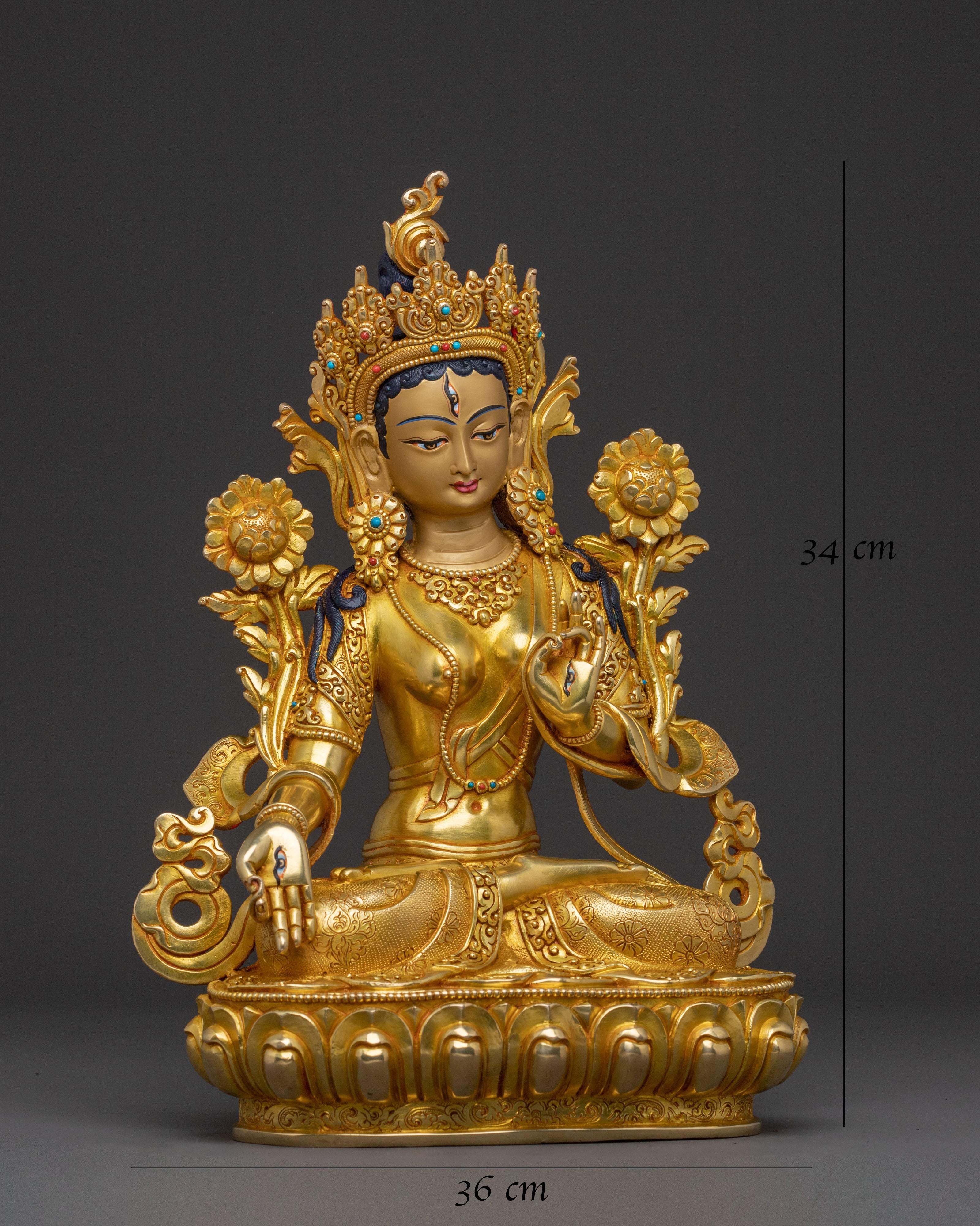 White Tara: Serene Gilded Copper Statue