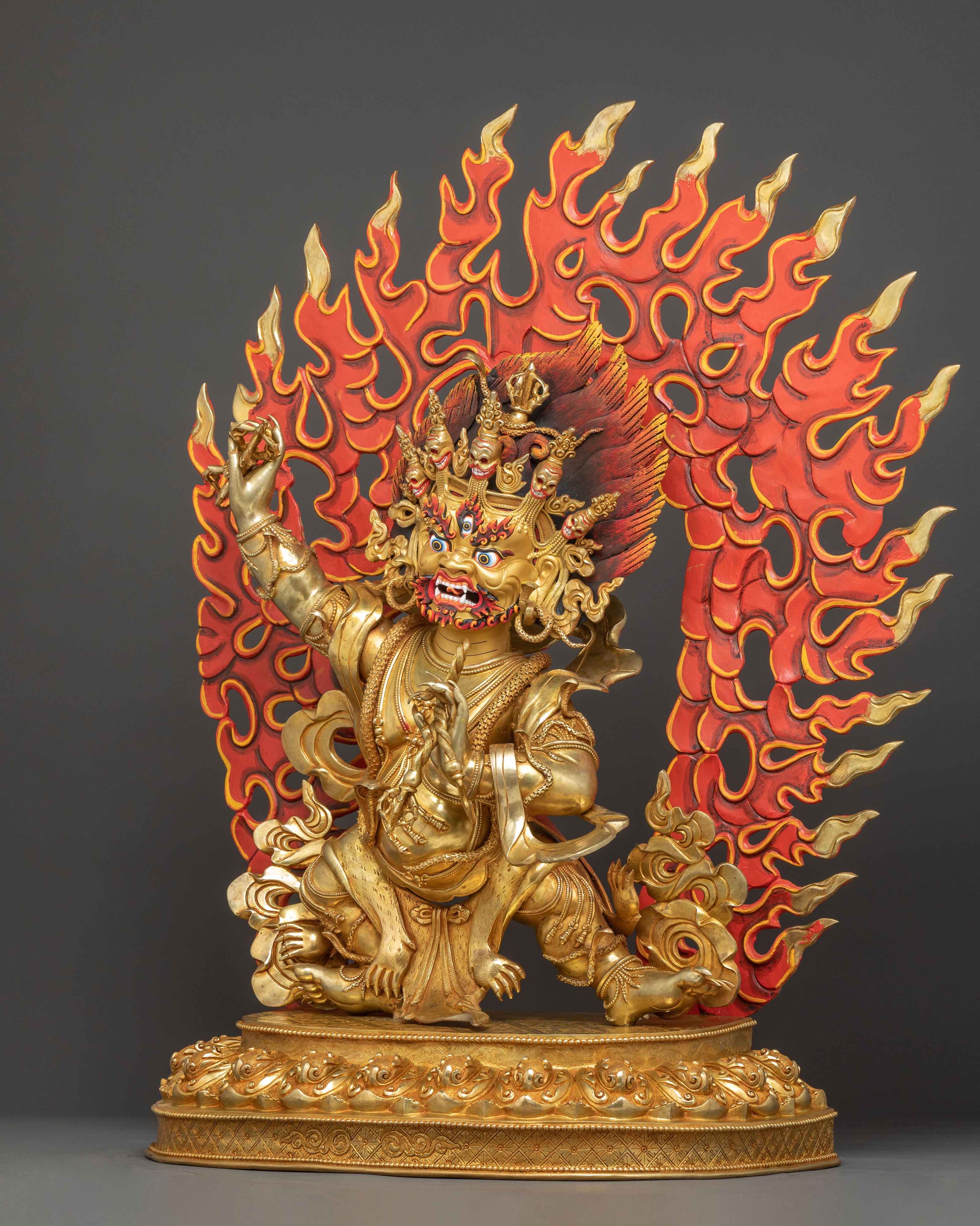 Vajrapani Gold Gilded Sculpture: Protector of the Buddha