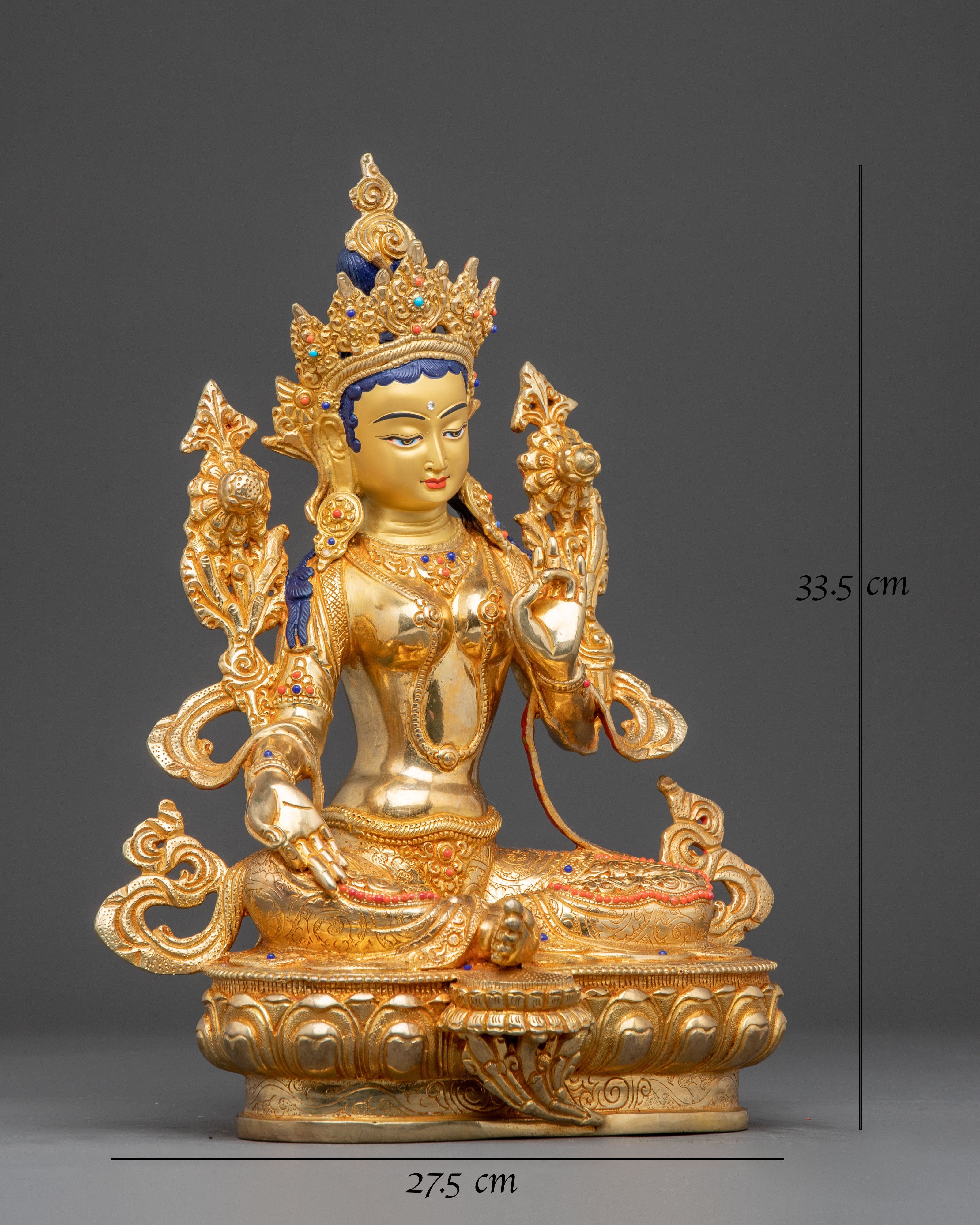 Handmade Copper Statue of Shyama Tara (Green Tara)