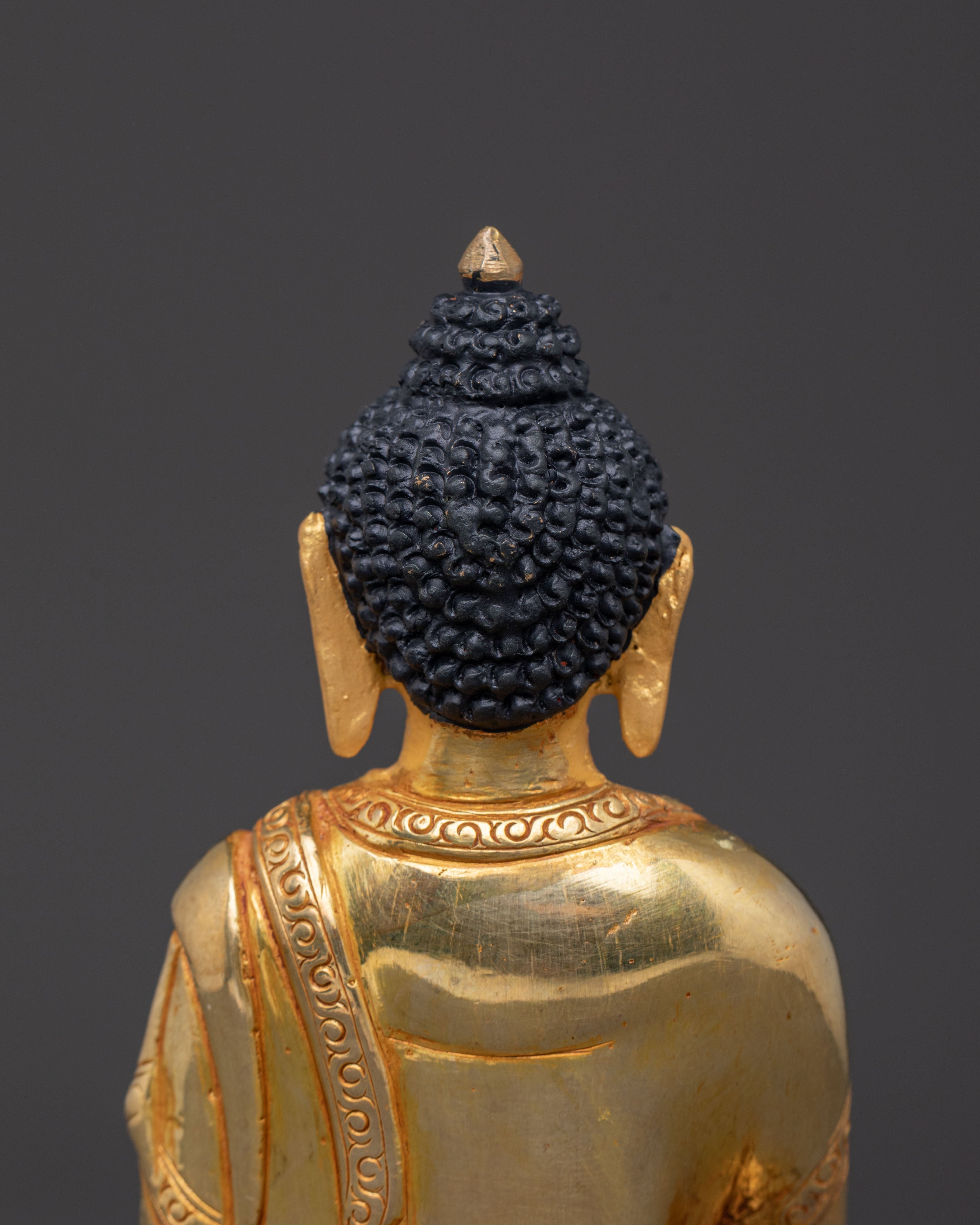 Sacred Shakyamuni Buddha Handcrafted Statue – 24K Gilded Copper