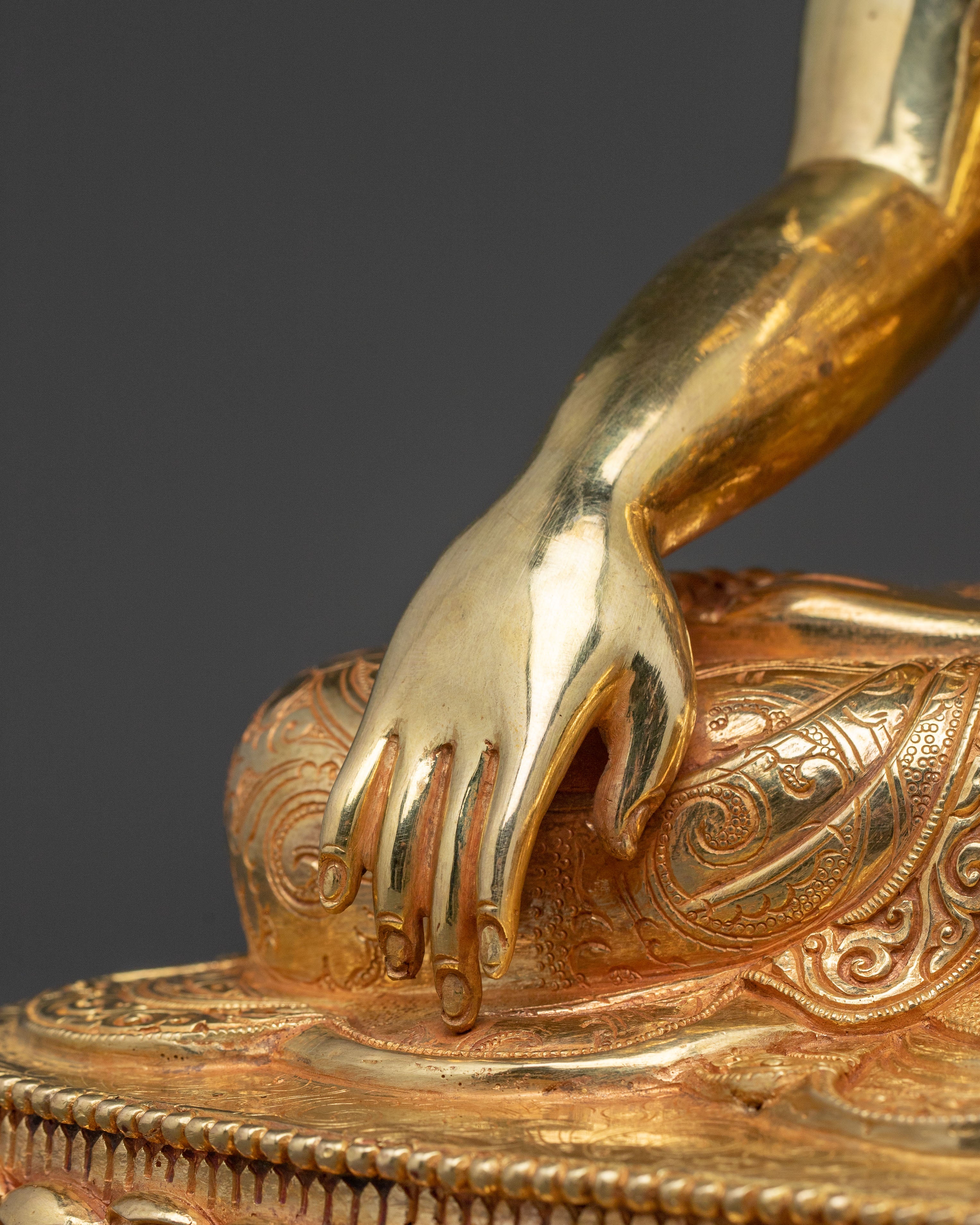 24K Gold Gilded Shakyamuni Buddha Sculpture | Light of Enlightenment