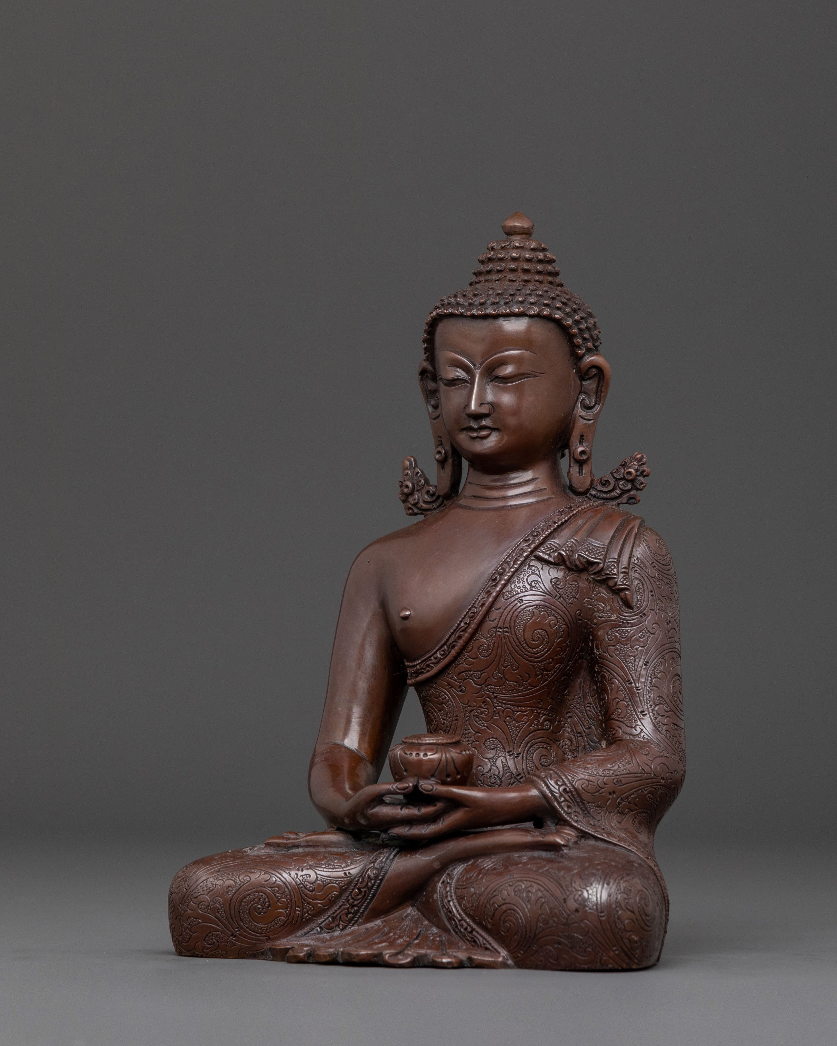 Sacred Amitabha Buddha Pure Land Statue – Oxidized Copper Artistry