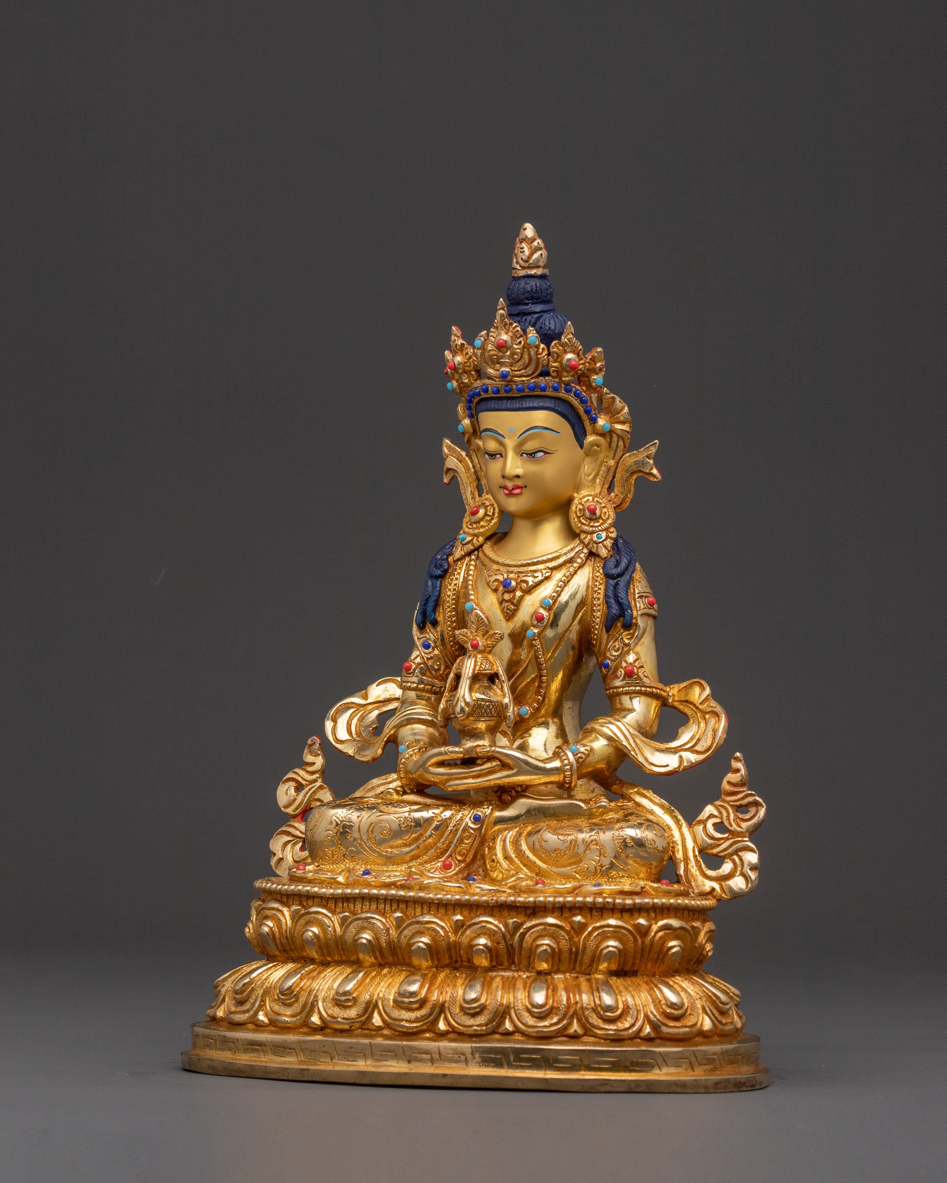 24k Gold Gilded Amitayus Spiritual Statue: Radiant Longevity