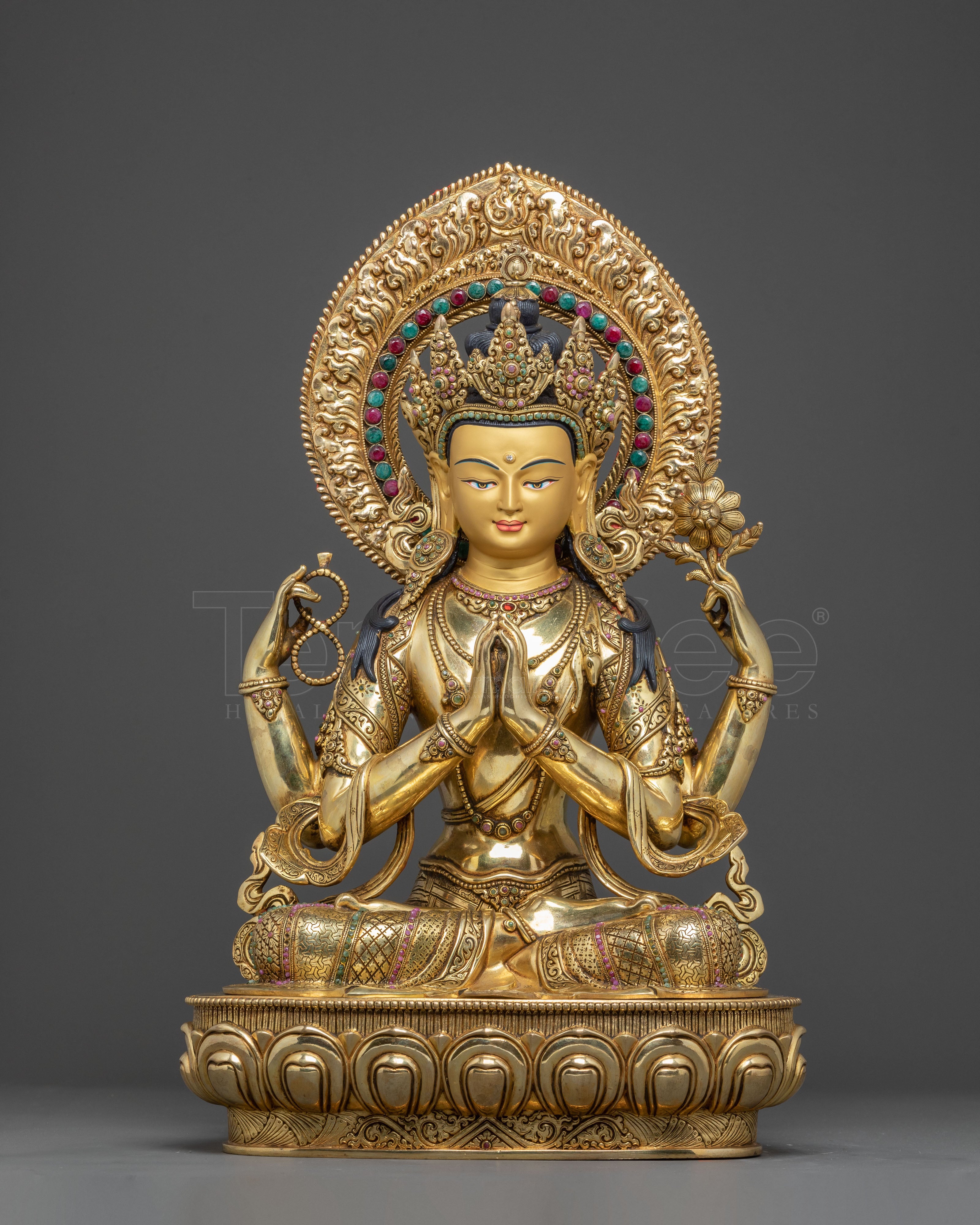 Peaceful Chenrezig Buddha Statue | Hand-Gilded Serenity