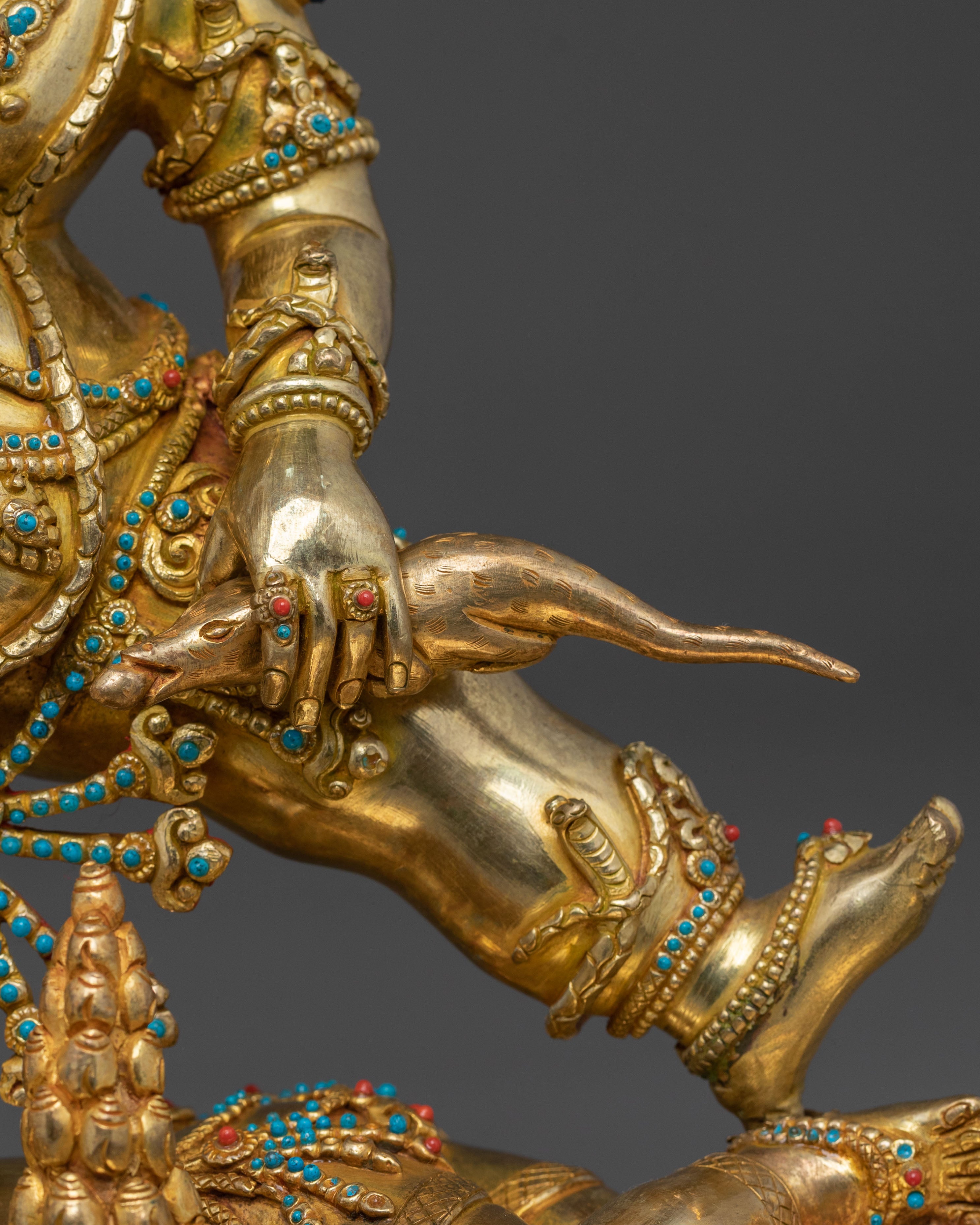 A Radiant Black Dzambhala Spiritual Wealth Statue
