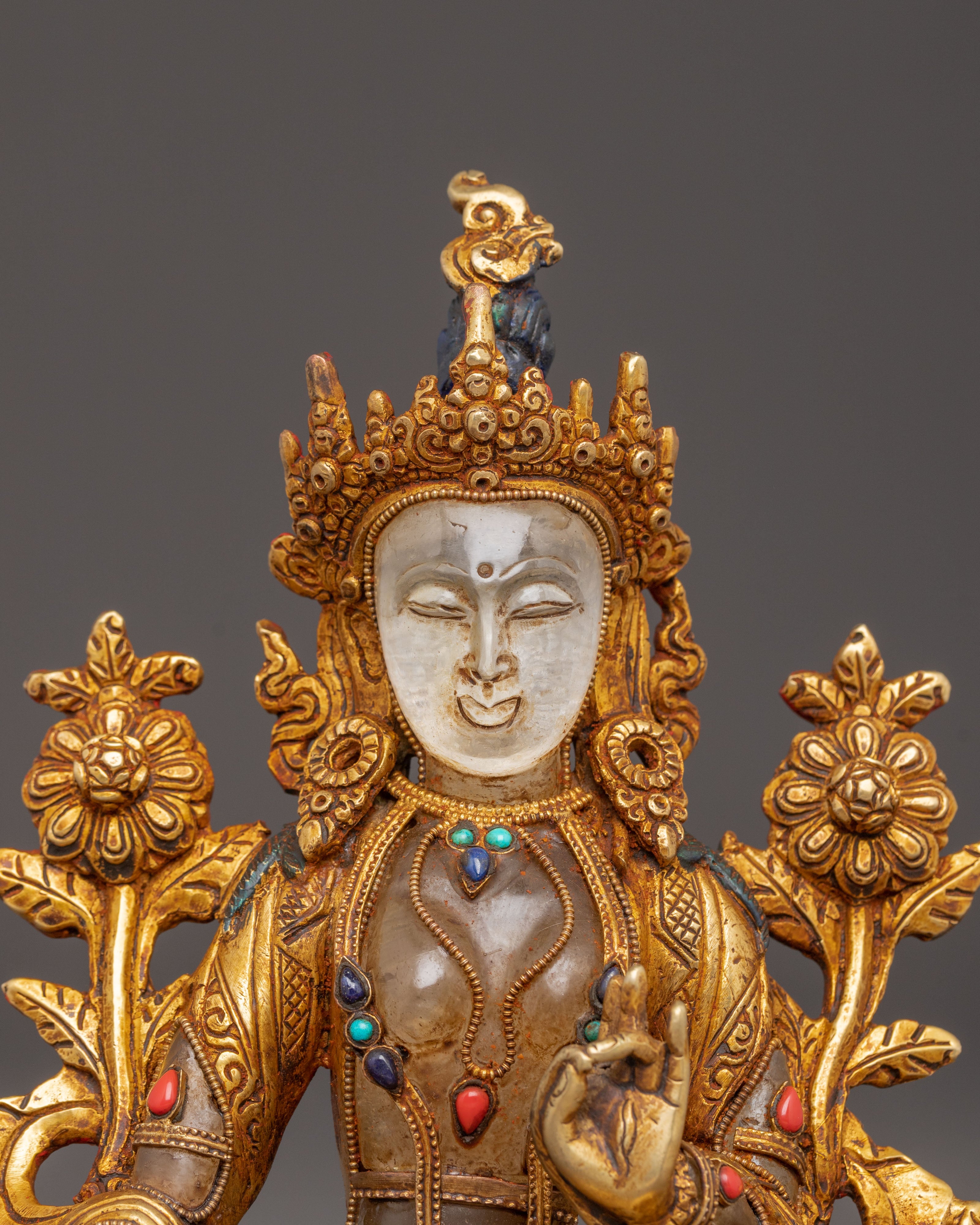 White Tara Crystal Handcrafted Statue | Embodiment of Compassionate Healing