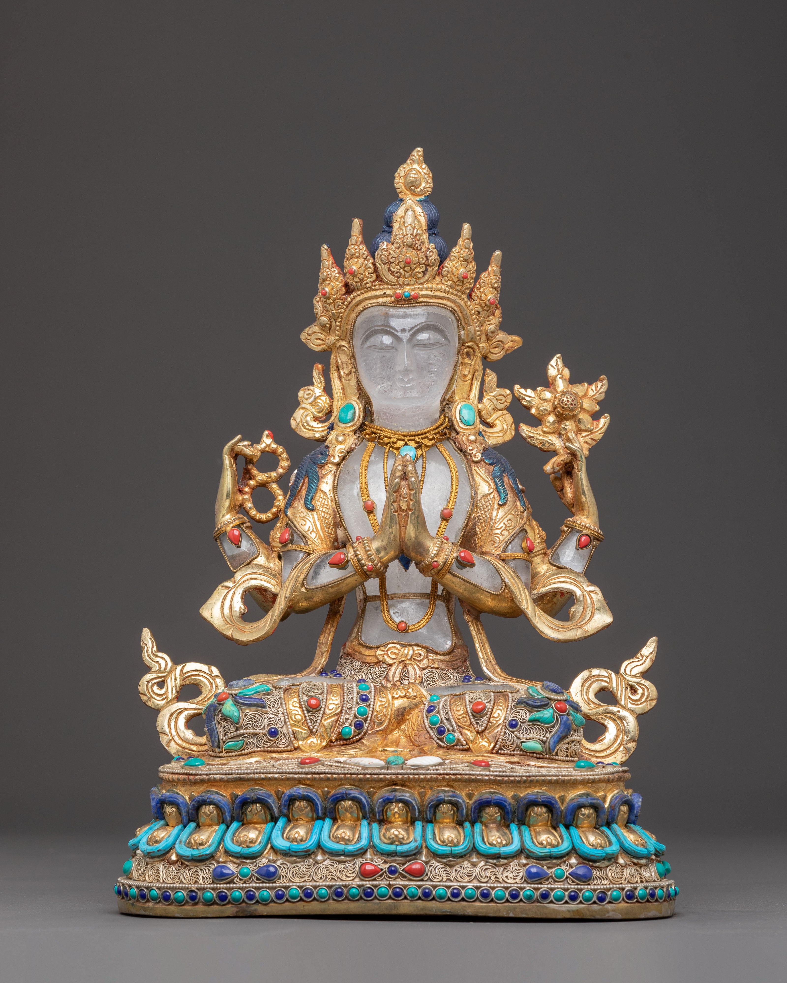 Handmade Chenrezig Statue, Lord of Mercy | Tibetan Buddhist Icon
