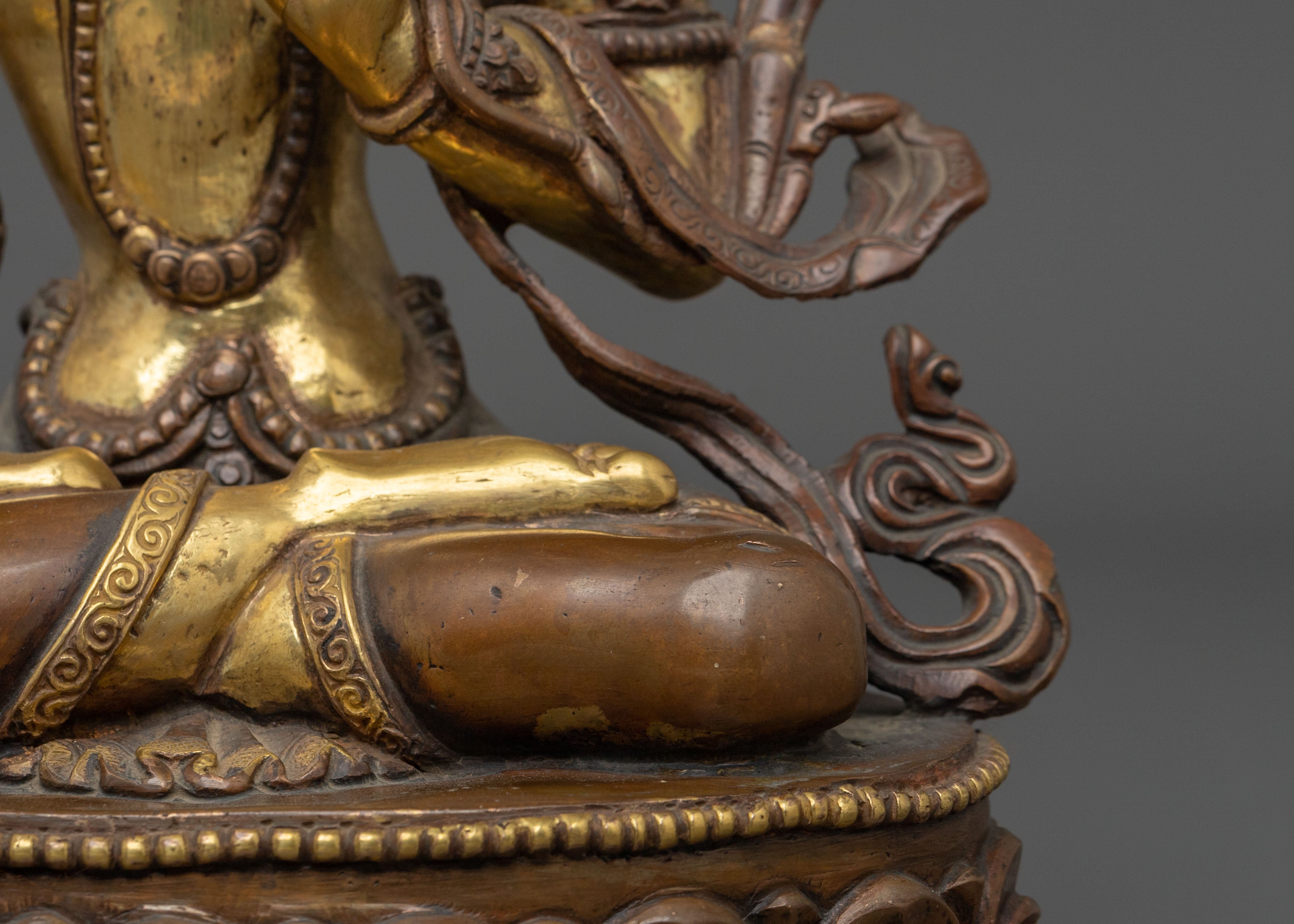 Manjushri Sacred Statue for Altar - 24K Gold Gilded