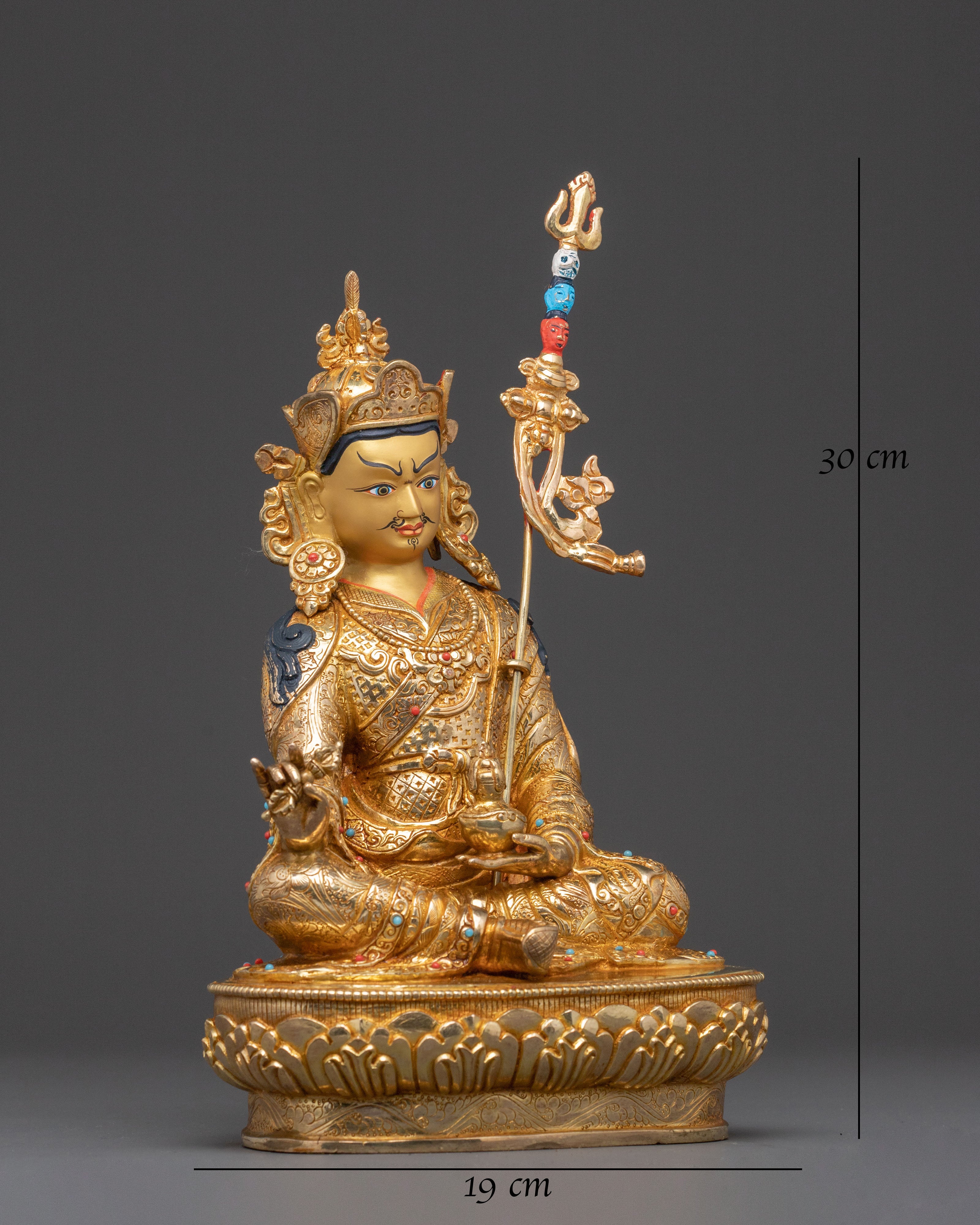 Lotus Born Guru Rinpoche Sacred Statue – Gold Gilded Statue