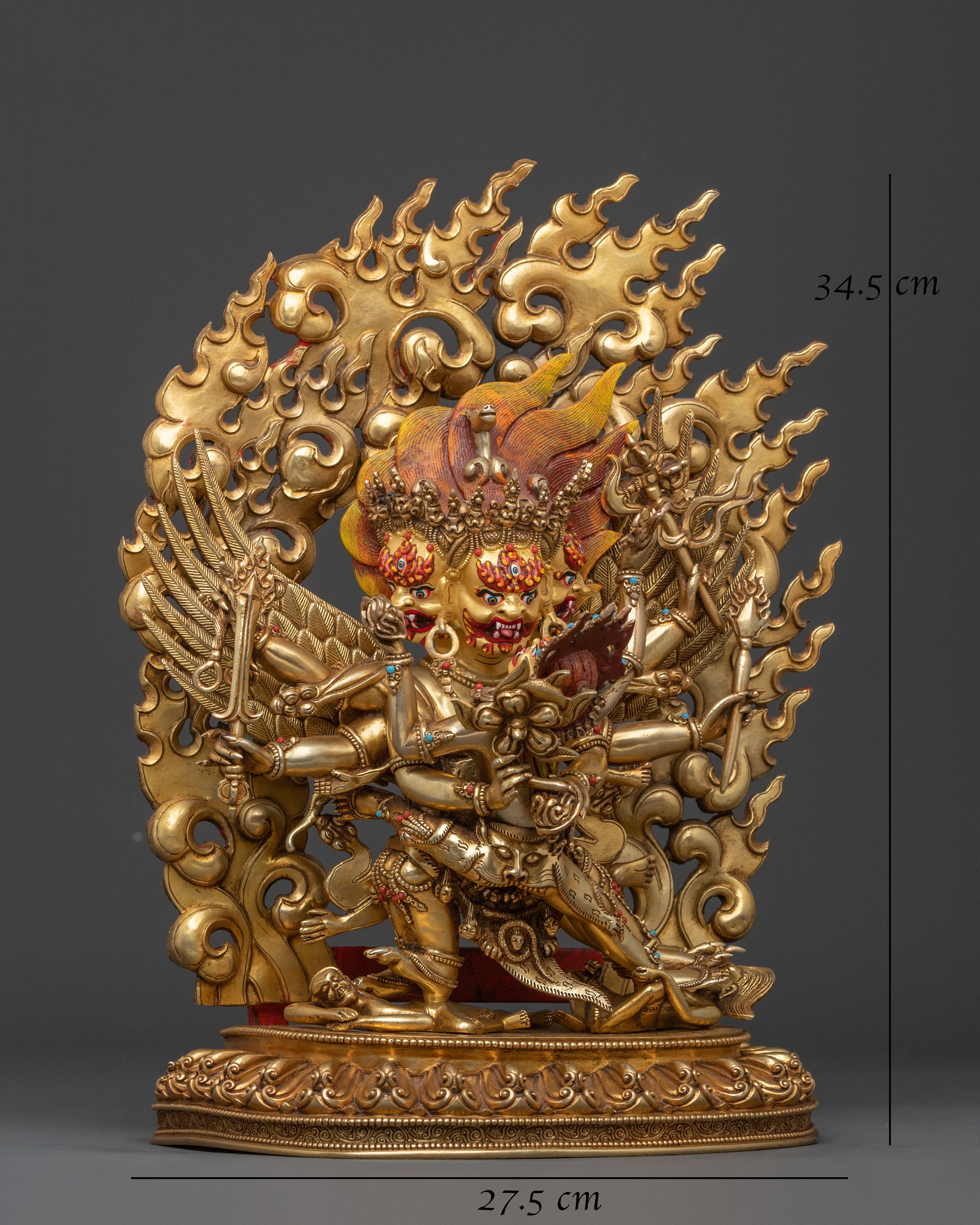 Hevajra Statue: 24k Gold Gilded Buddhist Deity